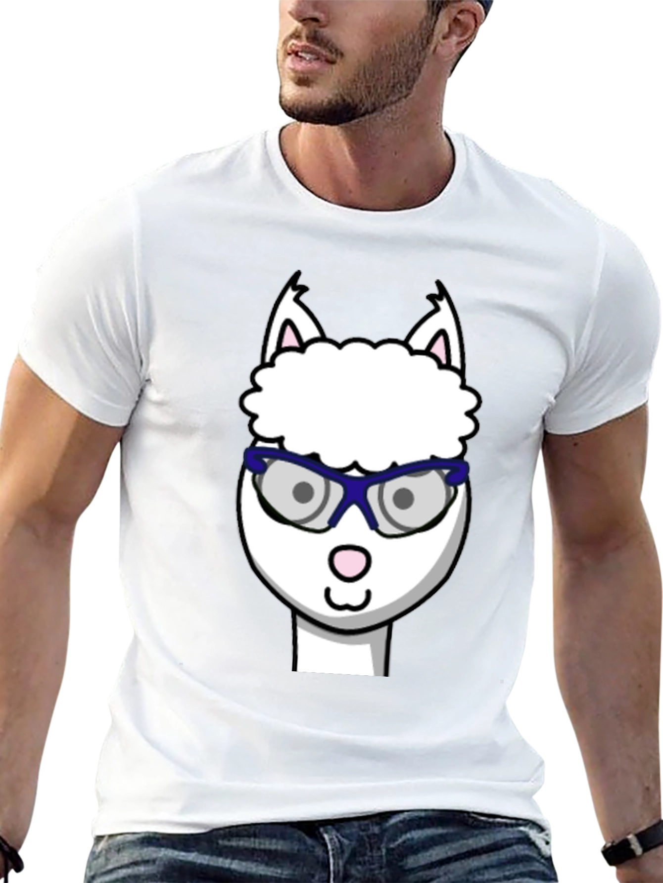 Alpaca with Glasses Graphic Tee - Funny Animal T-Shirt
