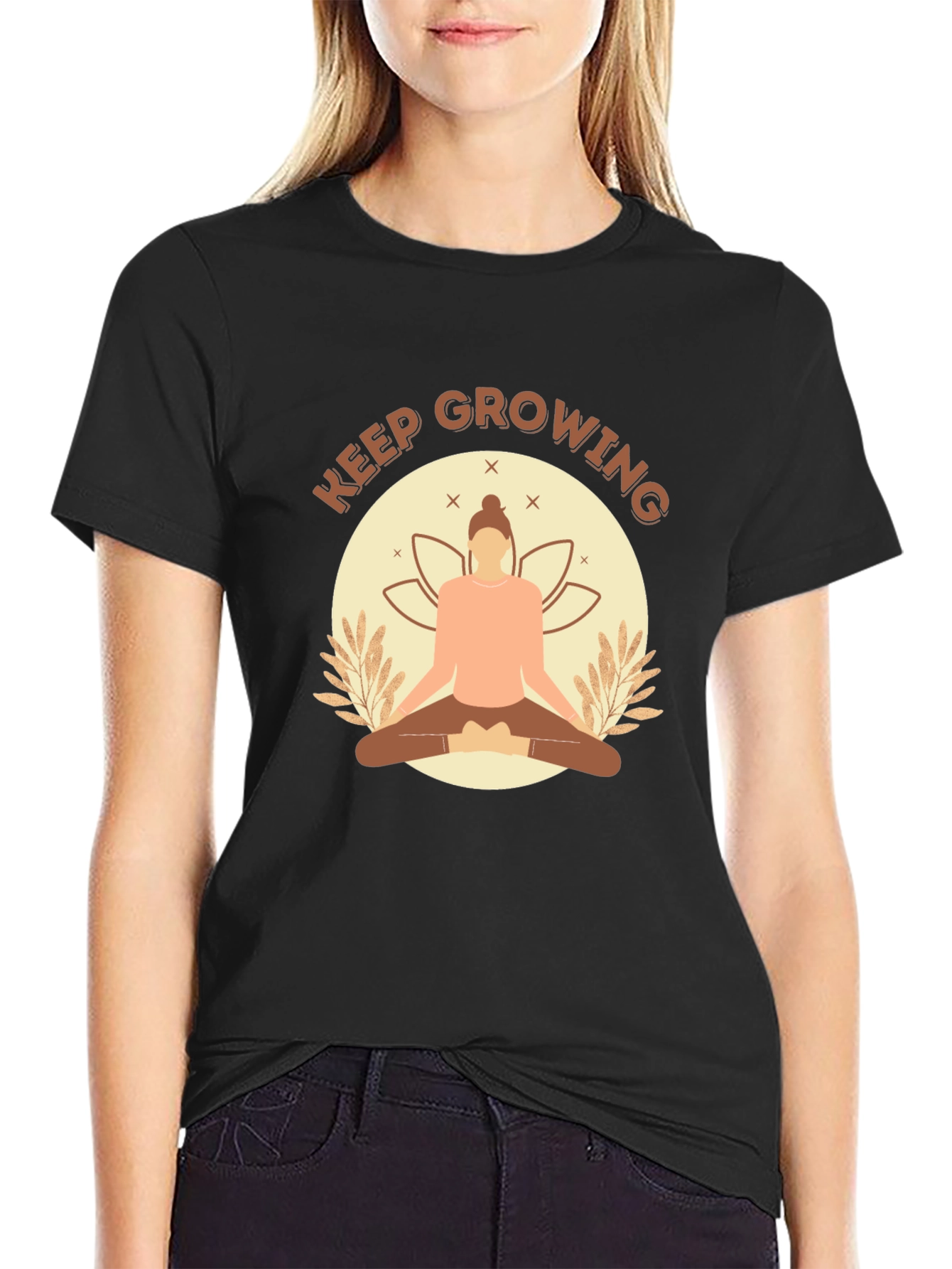 Keep Growing Yoga Black T-Shirt