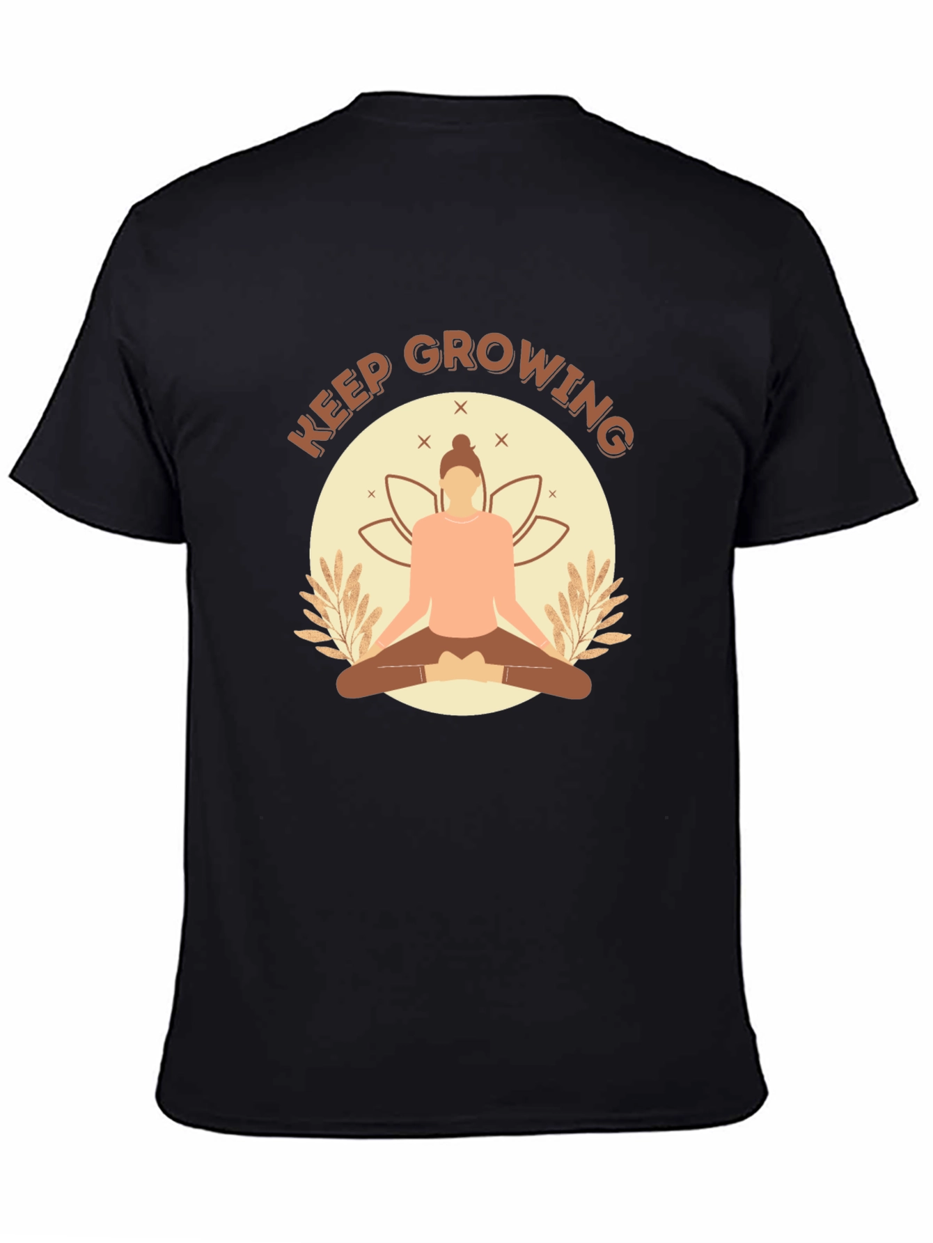 Keep Growing Yoga Black T-Shirt