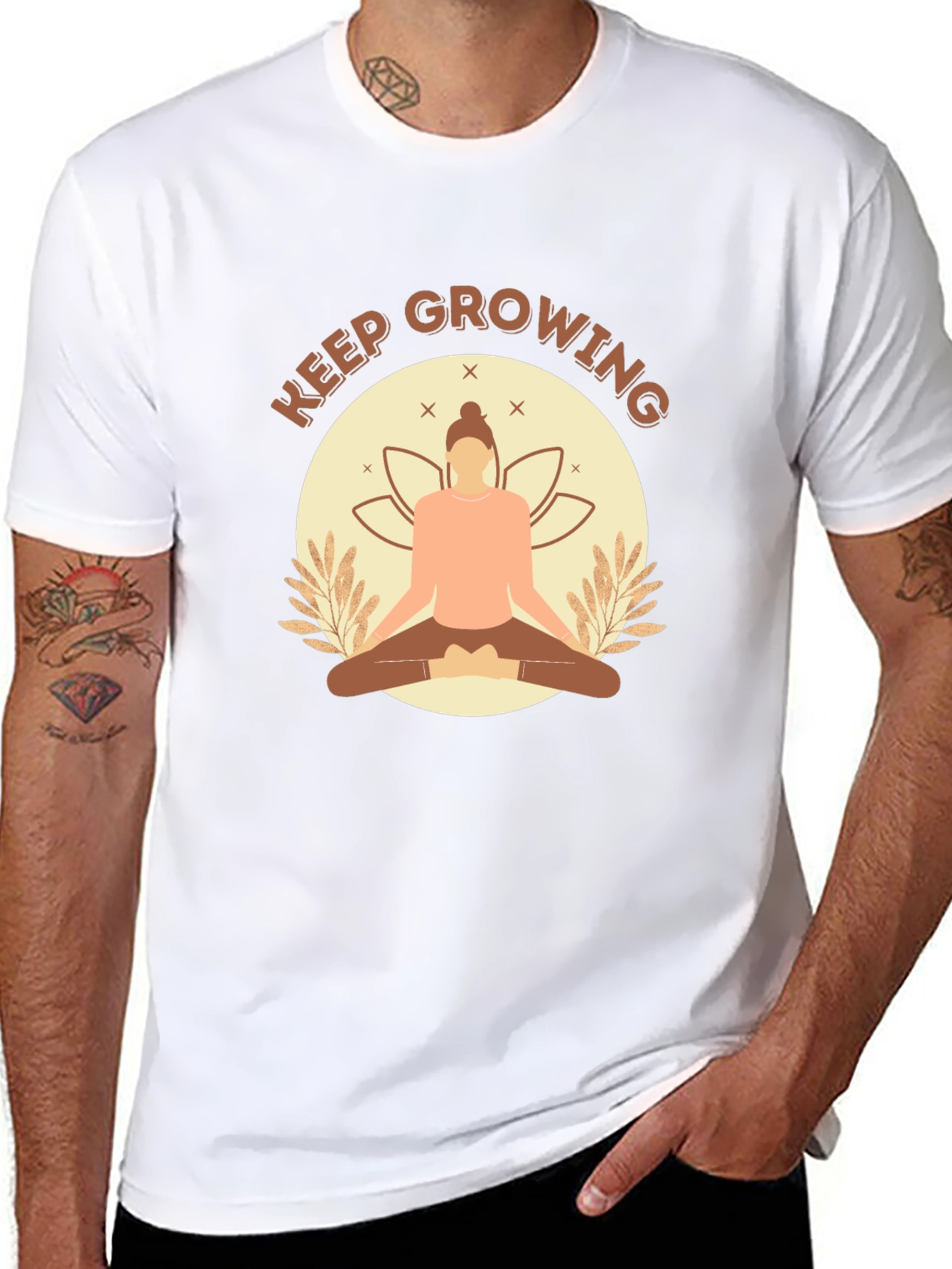Keep Growing Yoga Black T-Shirt