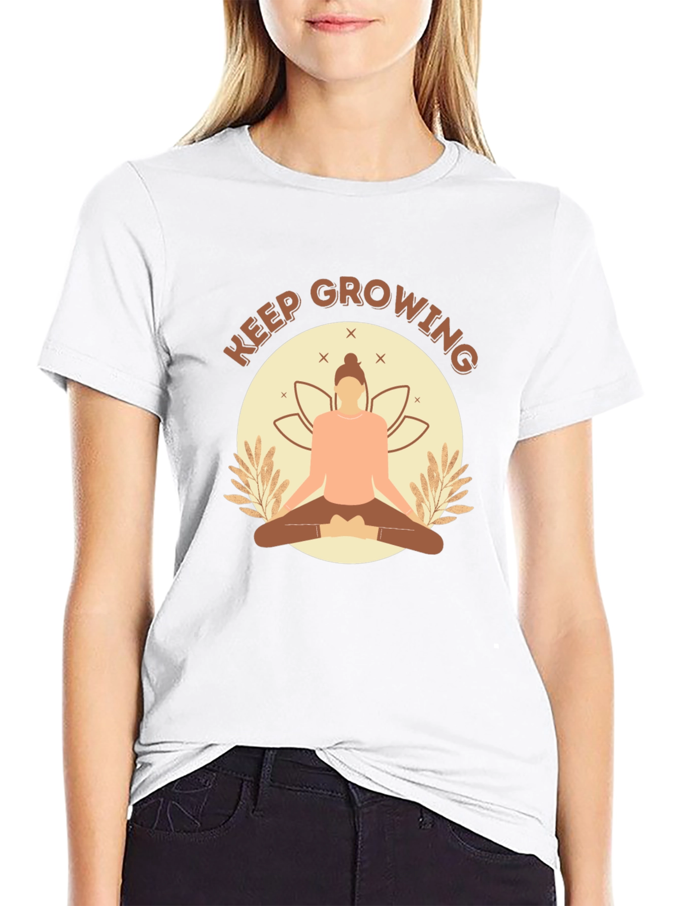 Keep Growing Yoga Black T-Shirt