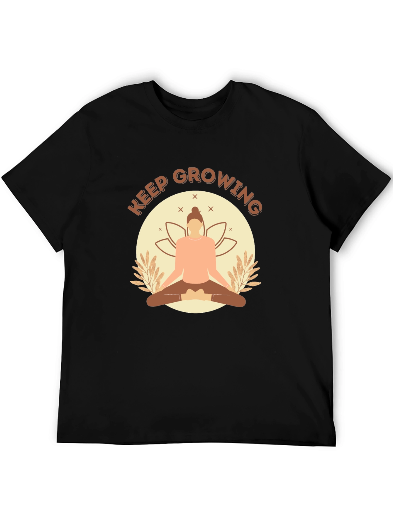 Keep Growing Yoga Black T-Shirt