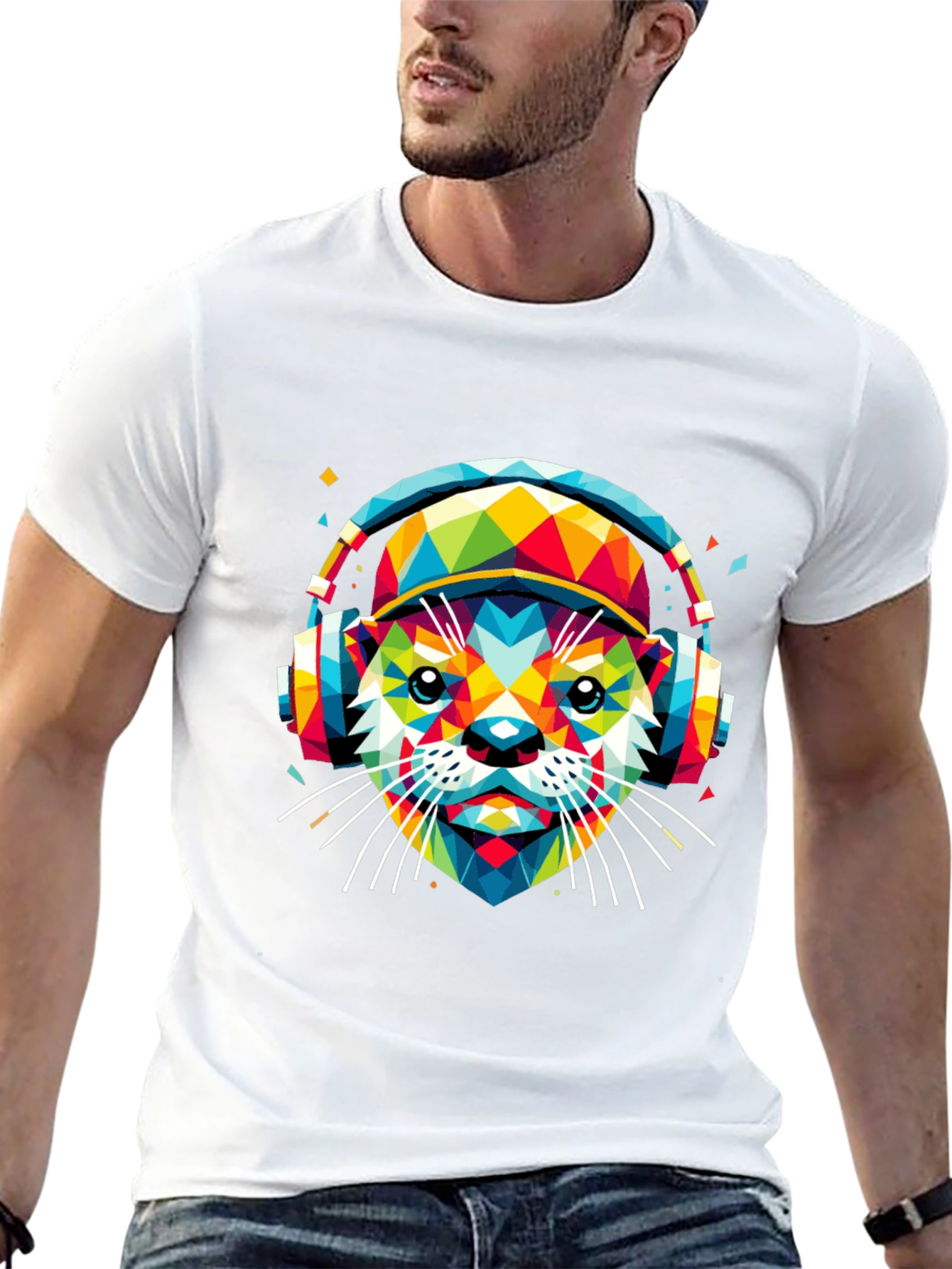 Vibrant Geometric Otter Graphic Tee