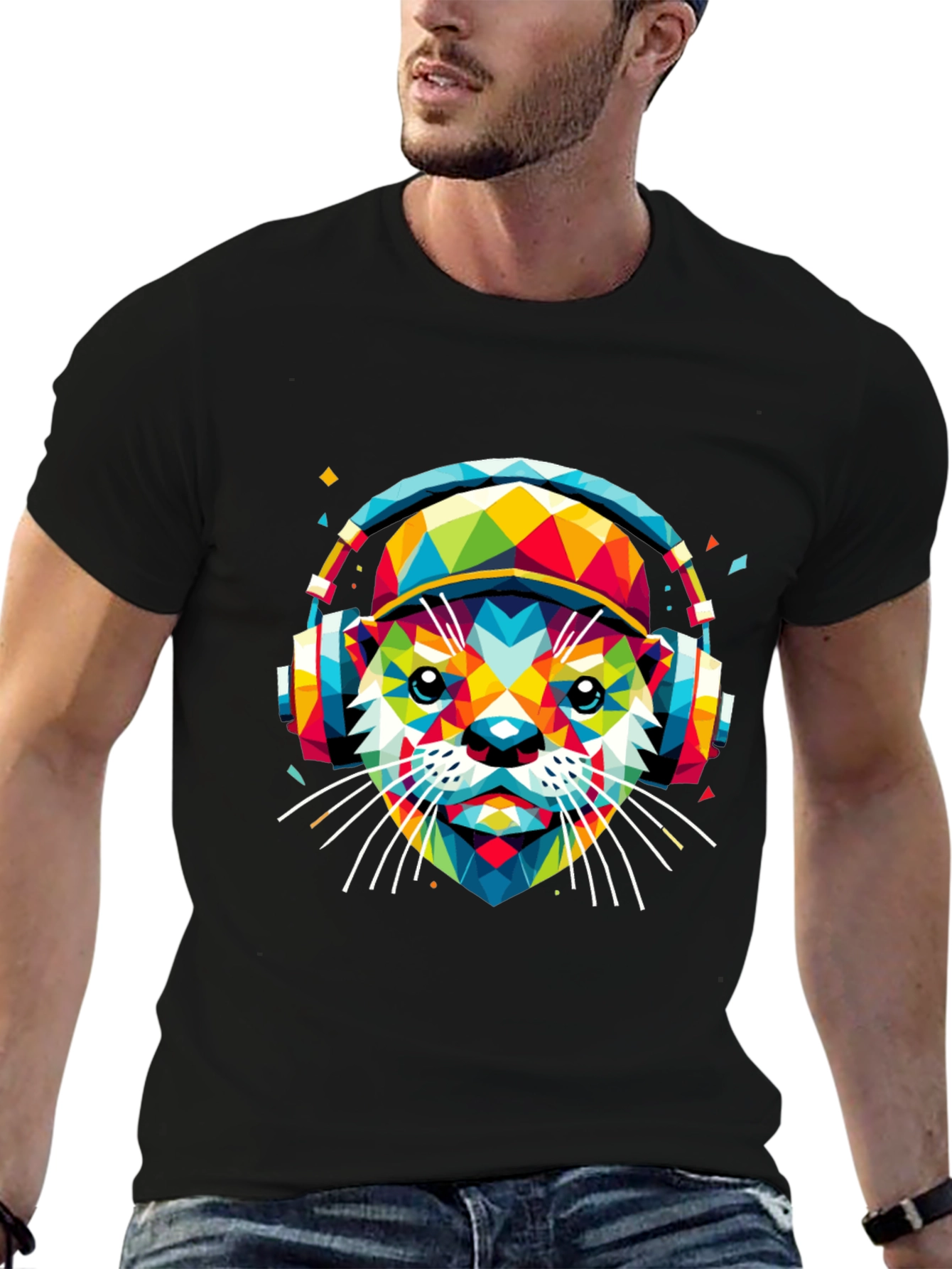 Vibrant Geometric Otter Graphic Tee
