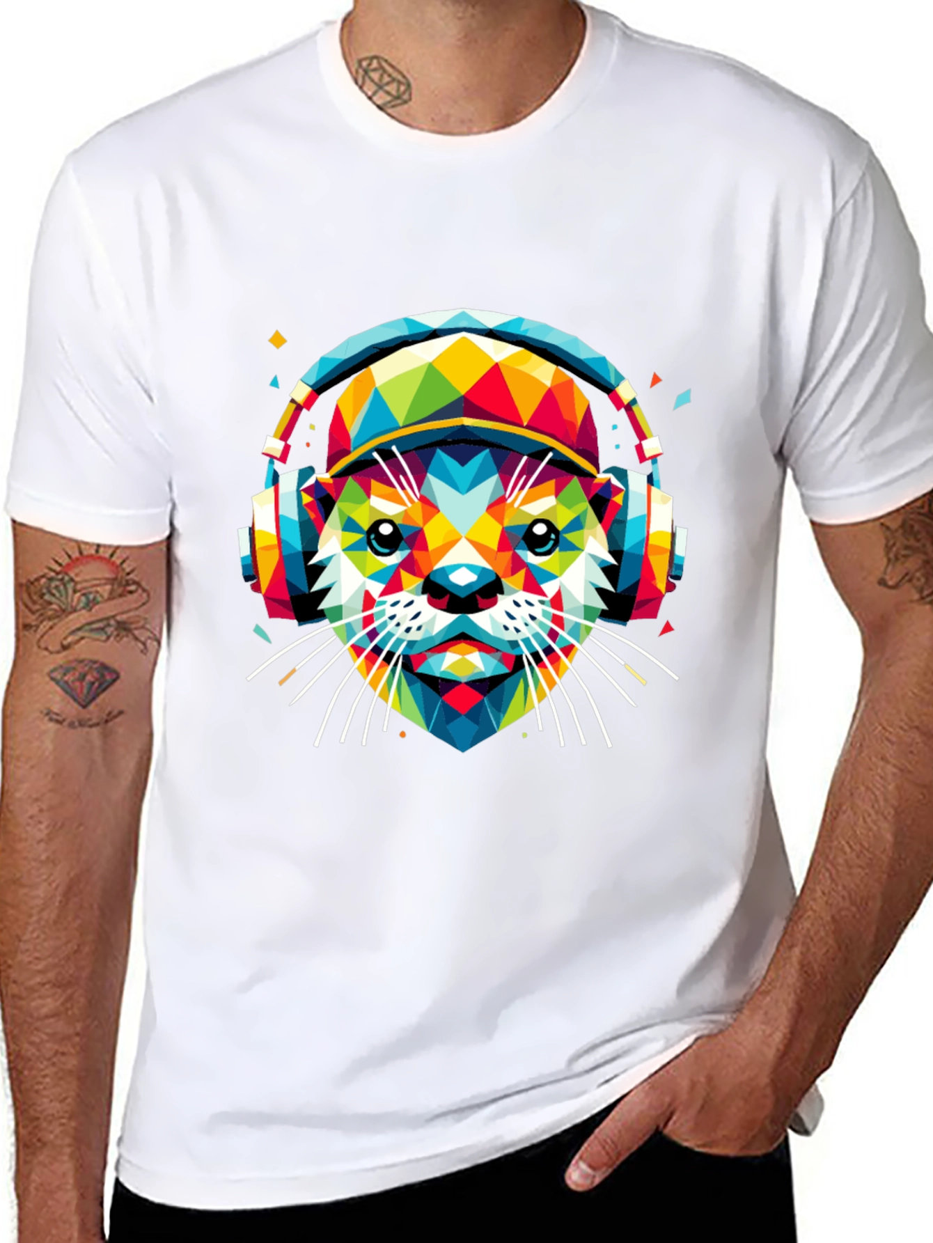 Vibrant Geometric Otter Graphic Tee