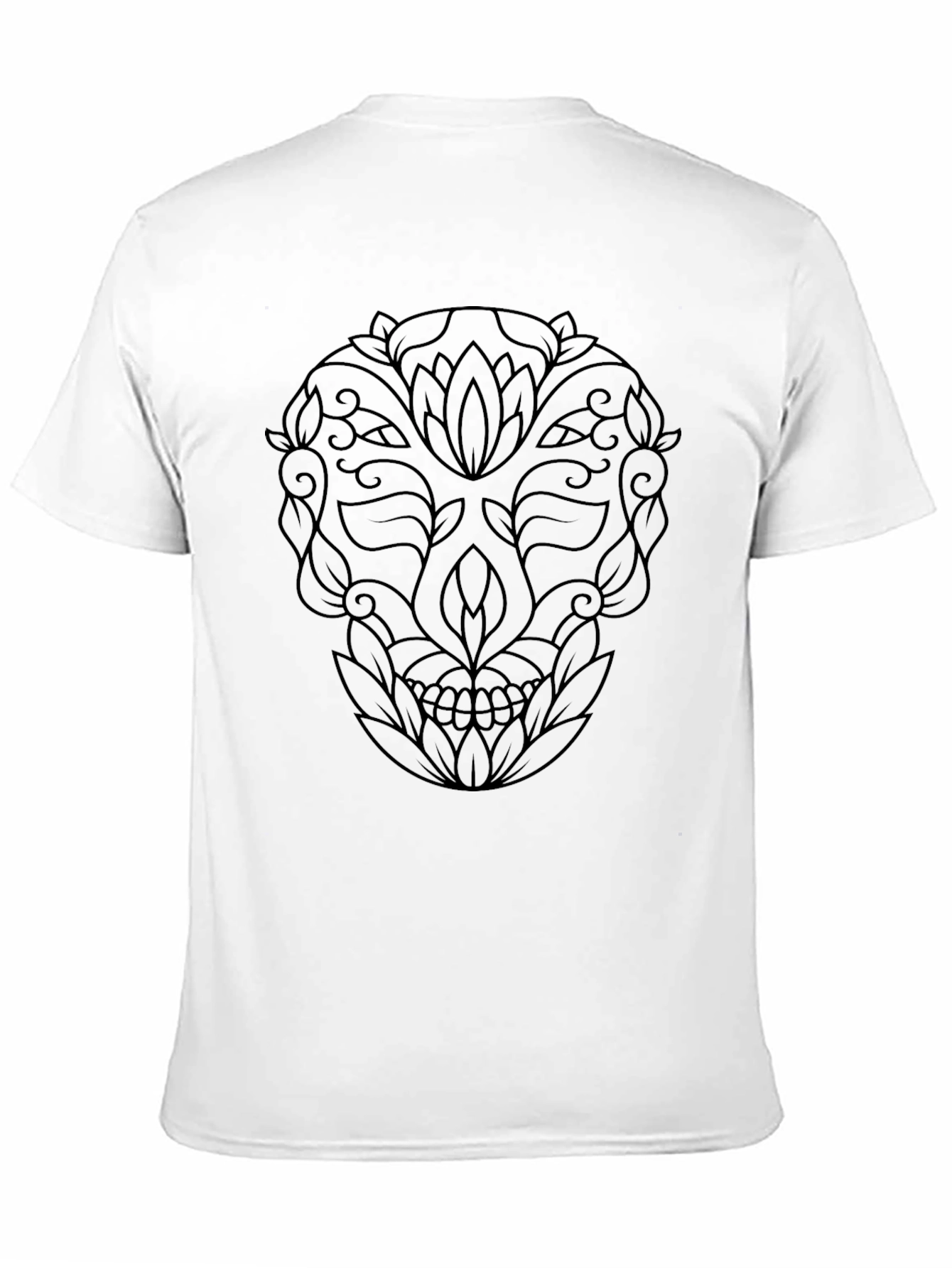Floral Skull Graphic Tee - Stylish Black T-Shirt