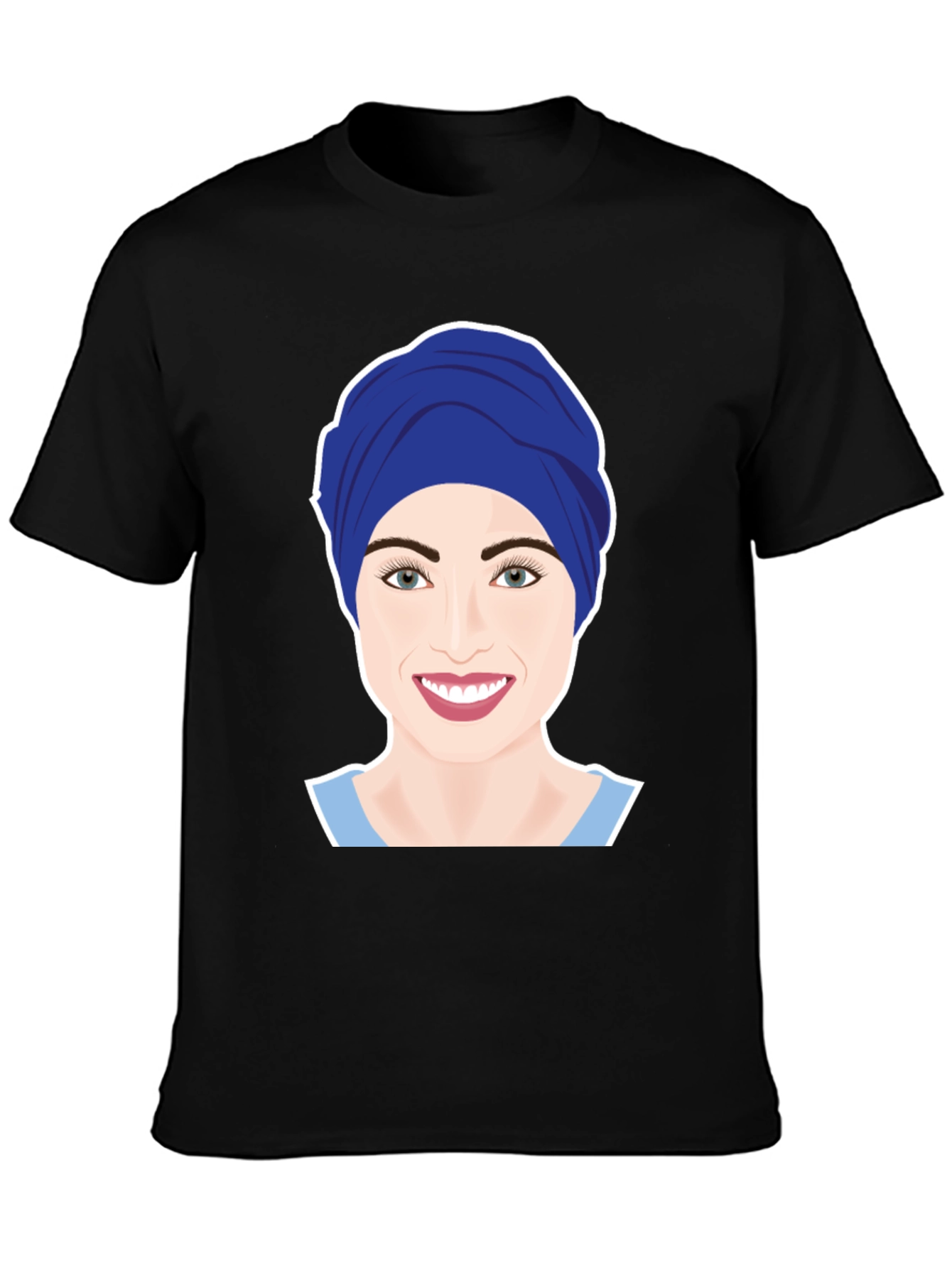 Womens Turban Nurse Graphic Tee - Black Cotton
