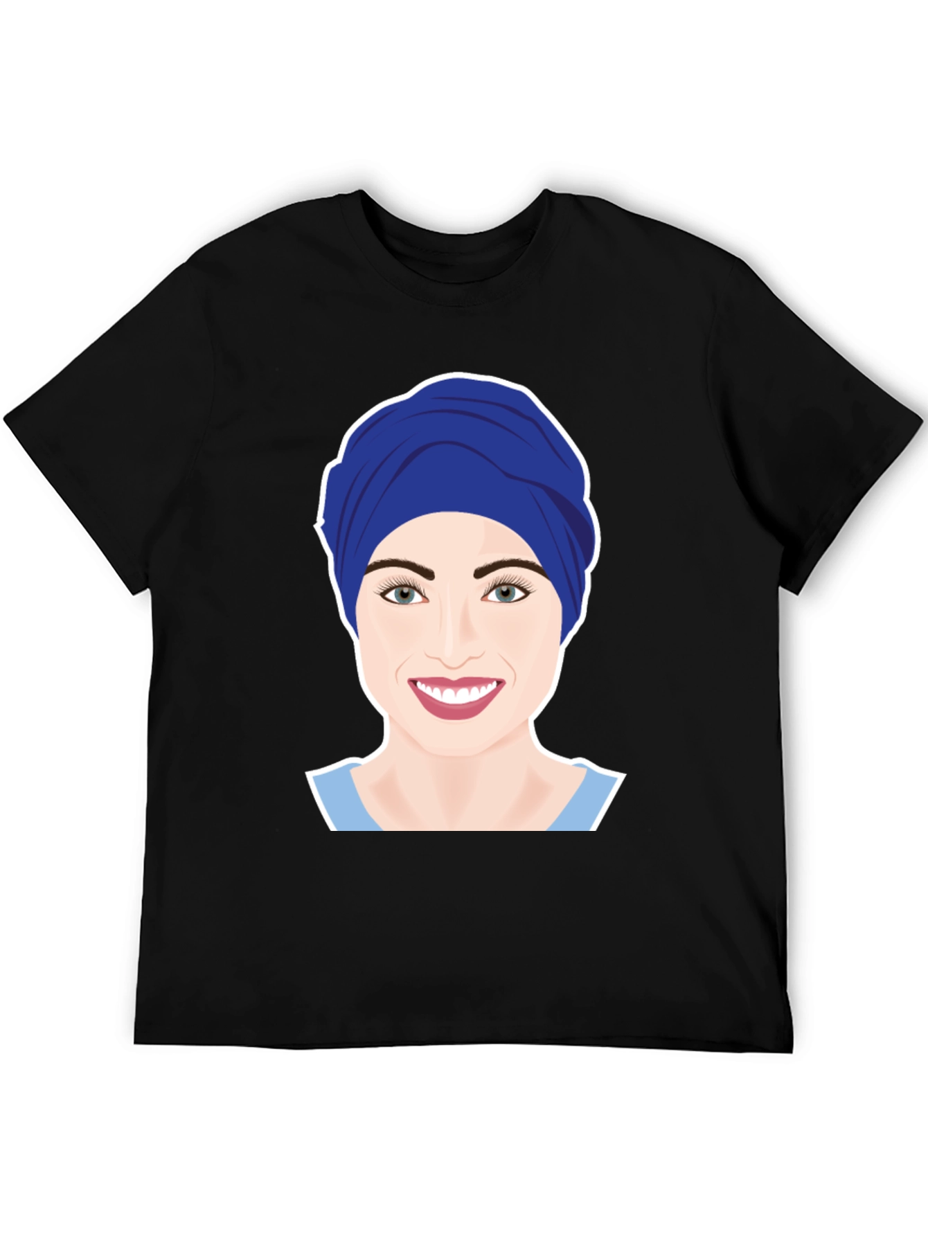 Womens Turban Nurse Graphic Tee - Black Cotton