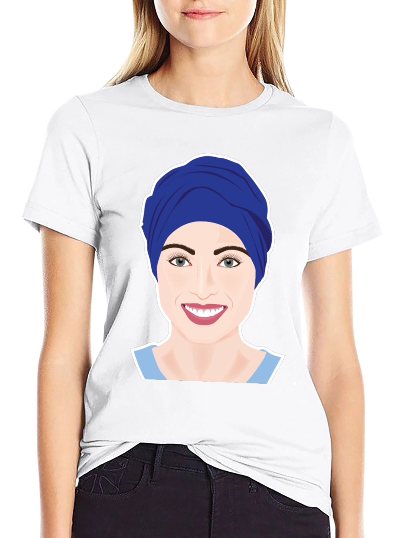 Womens Turban Nurse Graphic Tee - Black Cotton