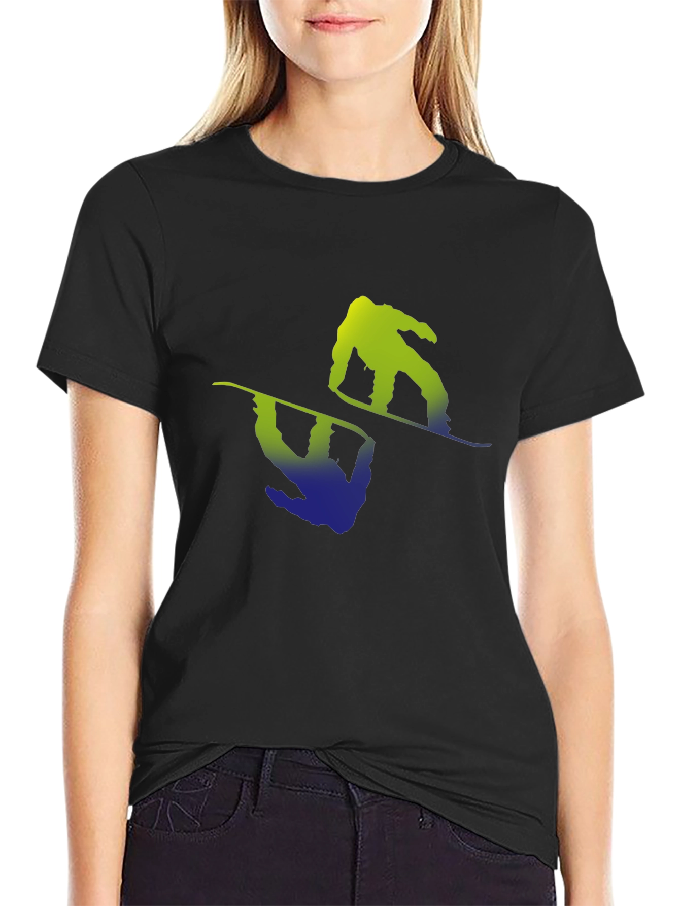 Snowboarder Graphic Tee - Black Cotton Blend Shirt