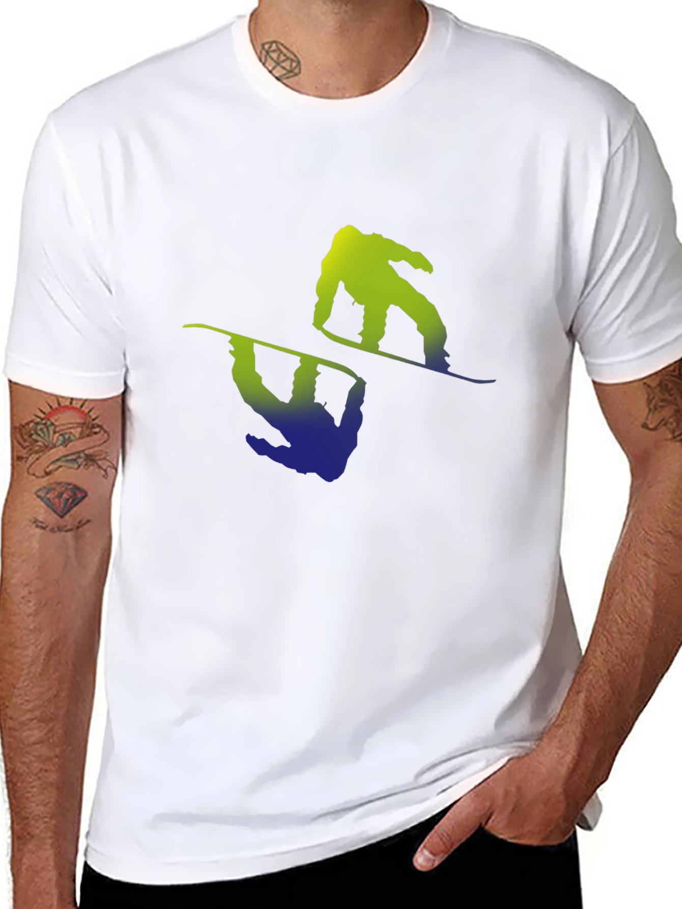 Snowboarder Graphic Tee - Black Cotton Blend Shirt