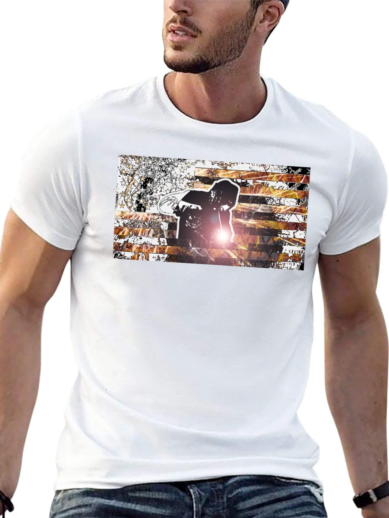 Graphic Print Mens Black T-Shirt
