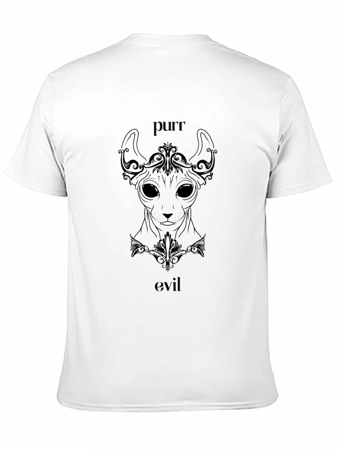 Purr Evil Cat Graphic T-Shirt - Black