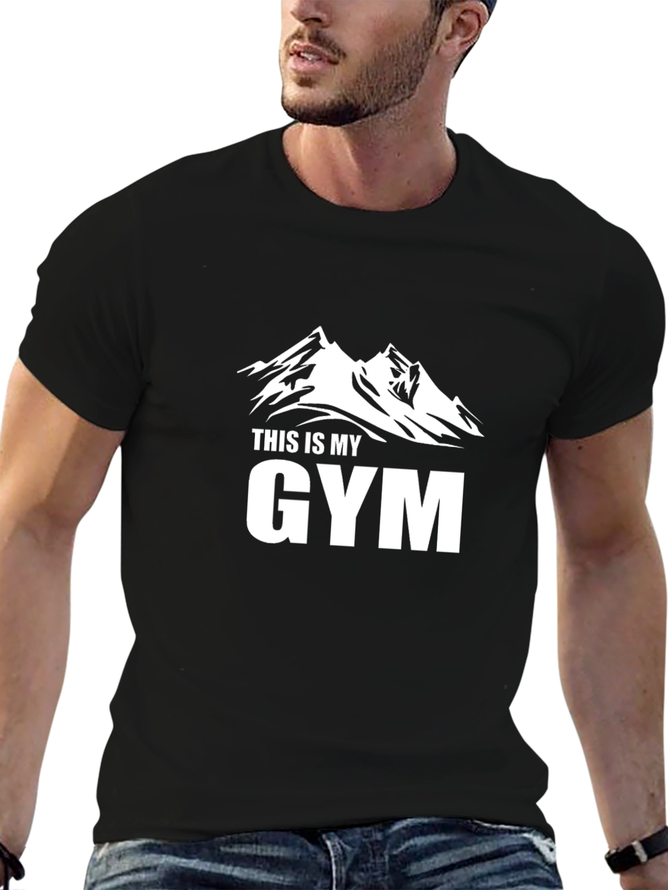 This Is My Gym Mountain Black Graphic Tee