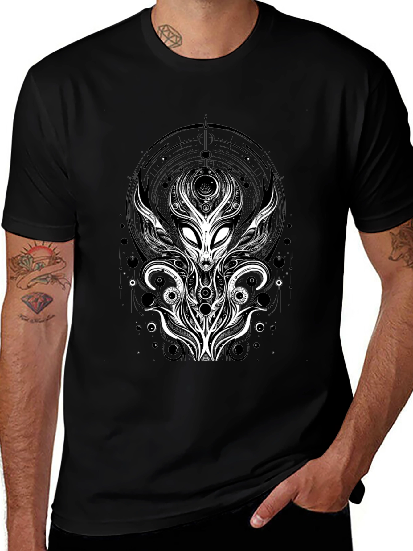 Alien Graphic Tee - Unique Design Black T-Shirt