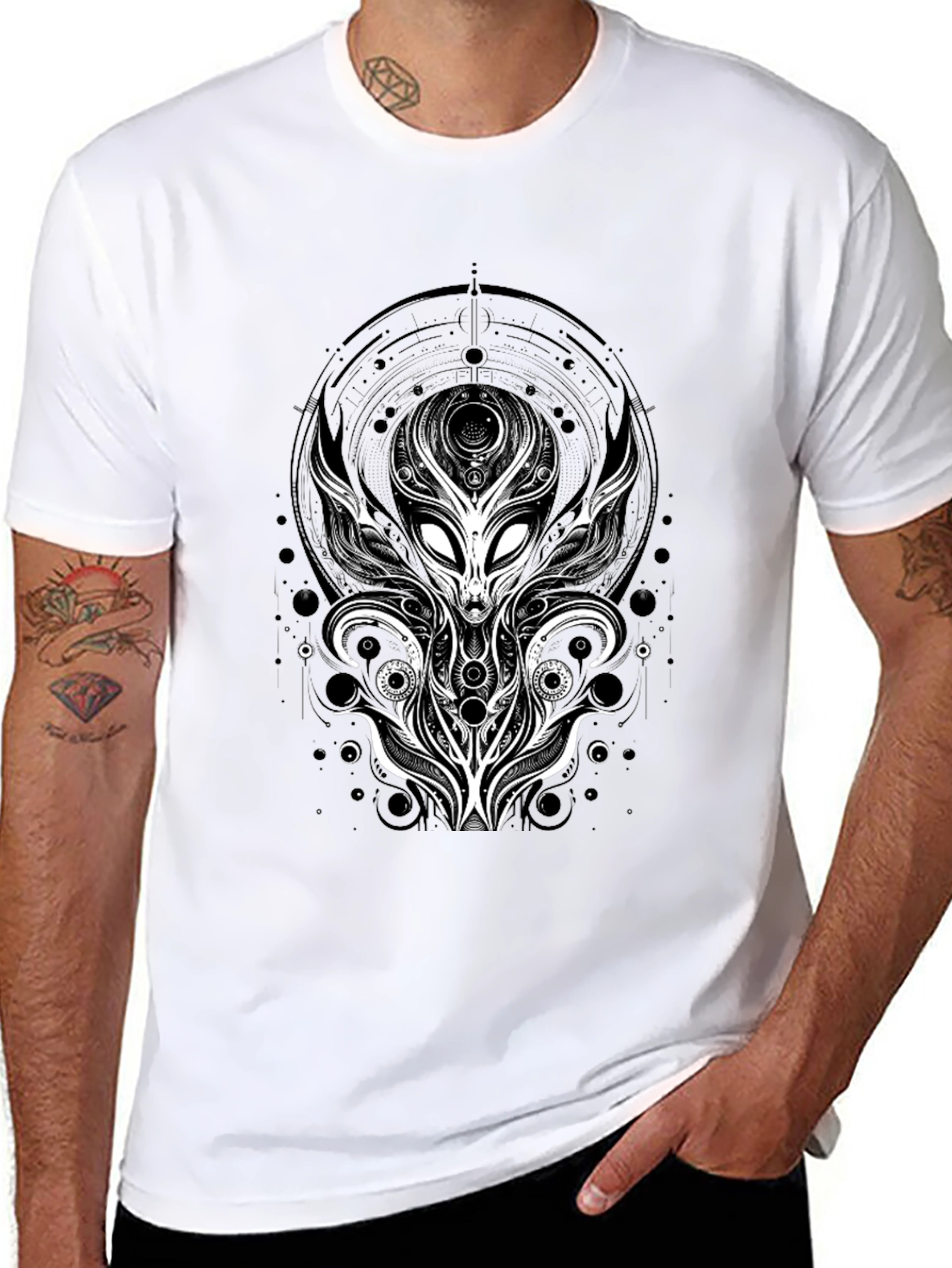 Alien Graphic Tee - Unique Design Black T-Shirt