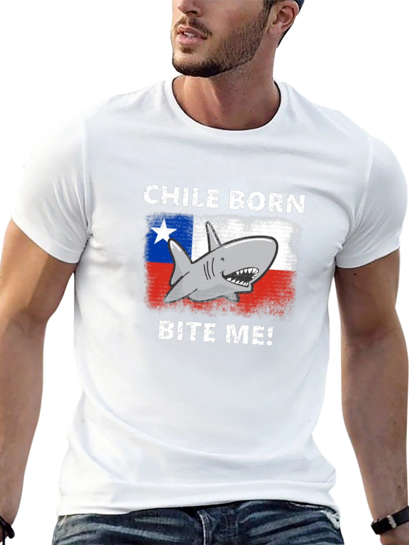 Chile Born Shark Bite Me! Graphic T-Shirt