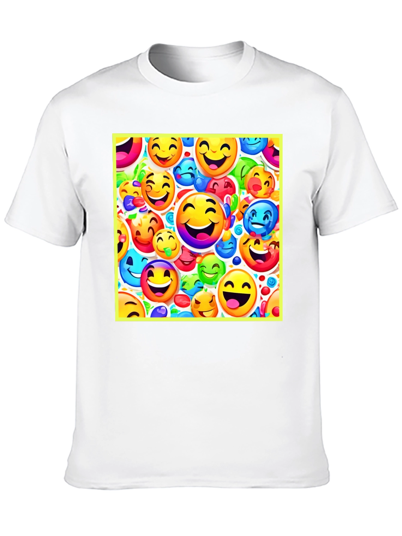 Emoji Face Pattern Black T-Shirt