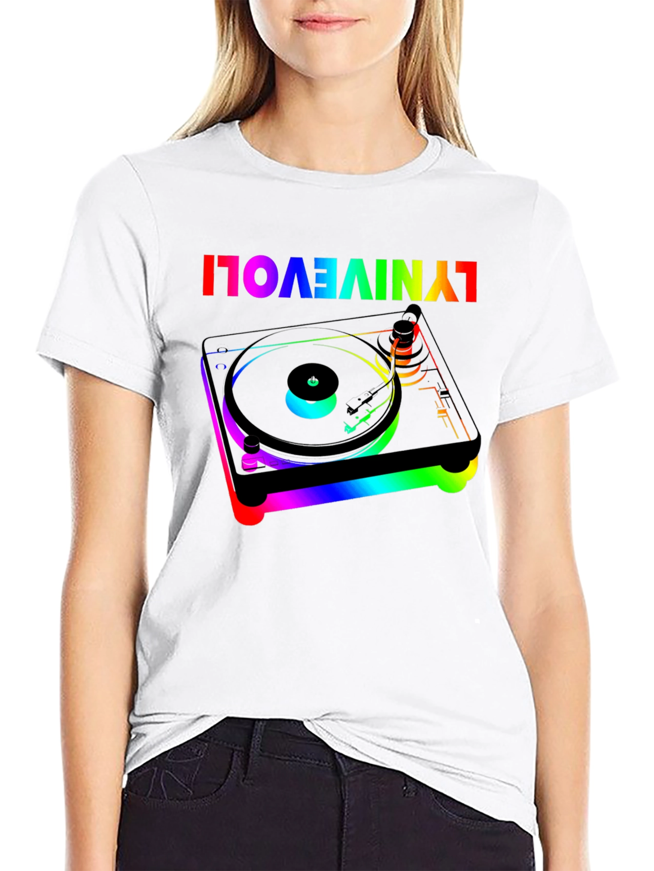 Retro Turntable Rainbow Graphic Tee