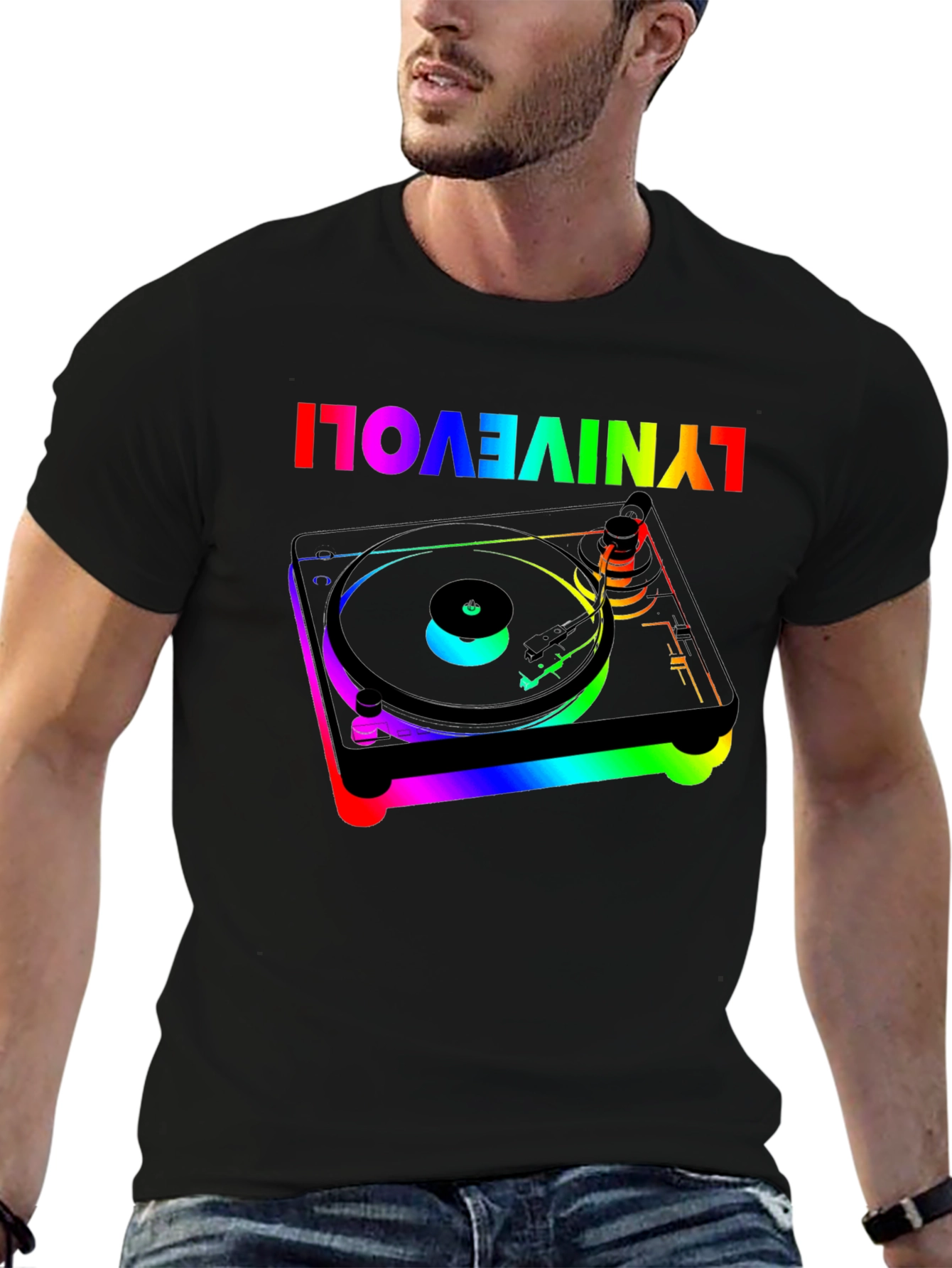 Retro Turntable Rainbow Graphic Tee