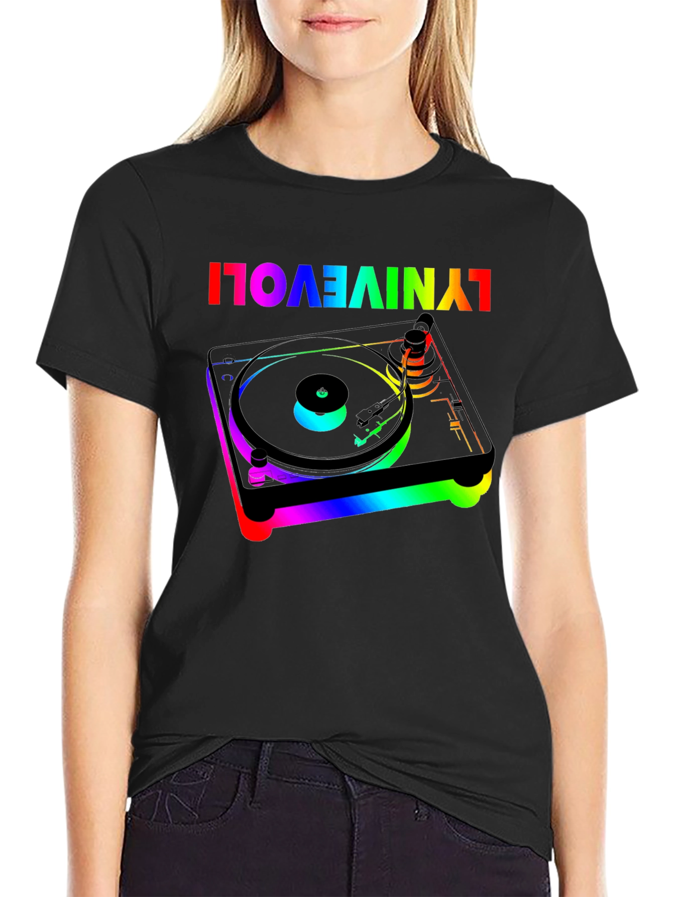Retro Turntable Rainbow Graphic Tee