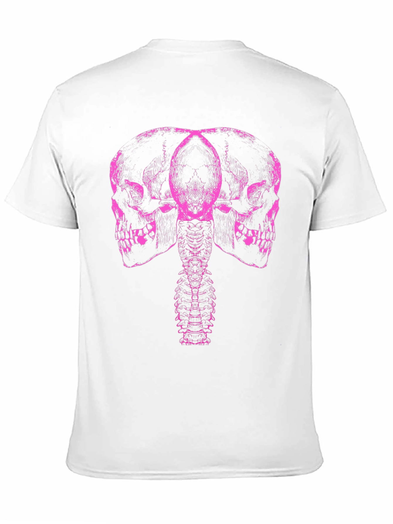 Skull & Spine Graphic Tee - Unique Pink Print