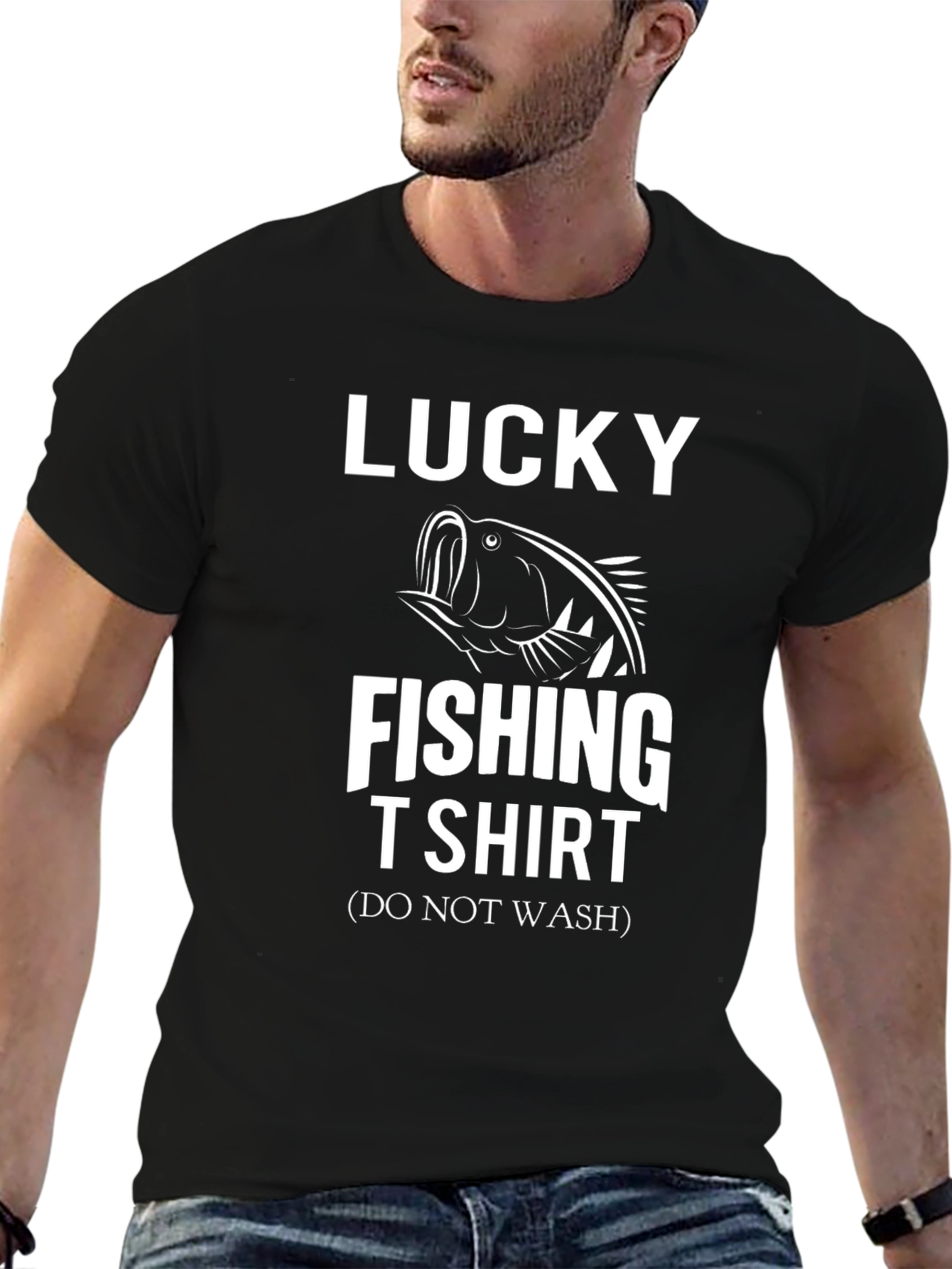 Lucky Fishing T-Shirt - Do Not Wash Funny Tee