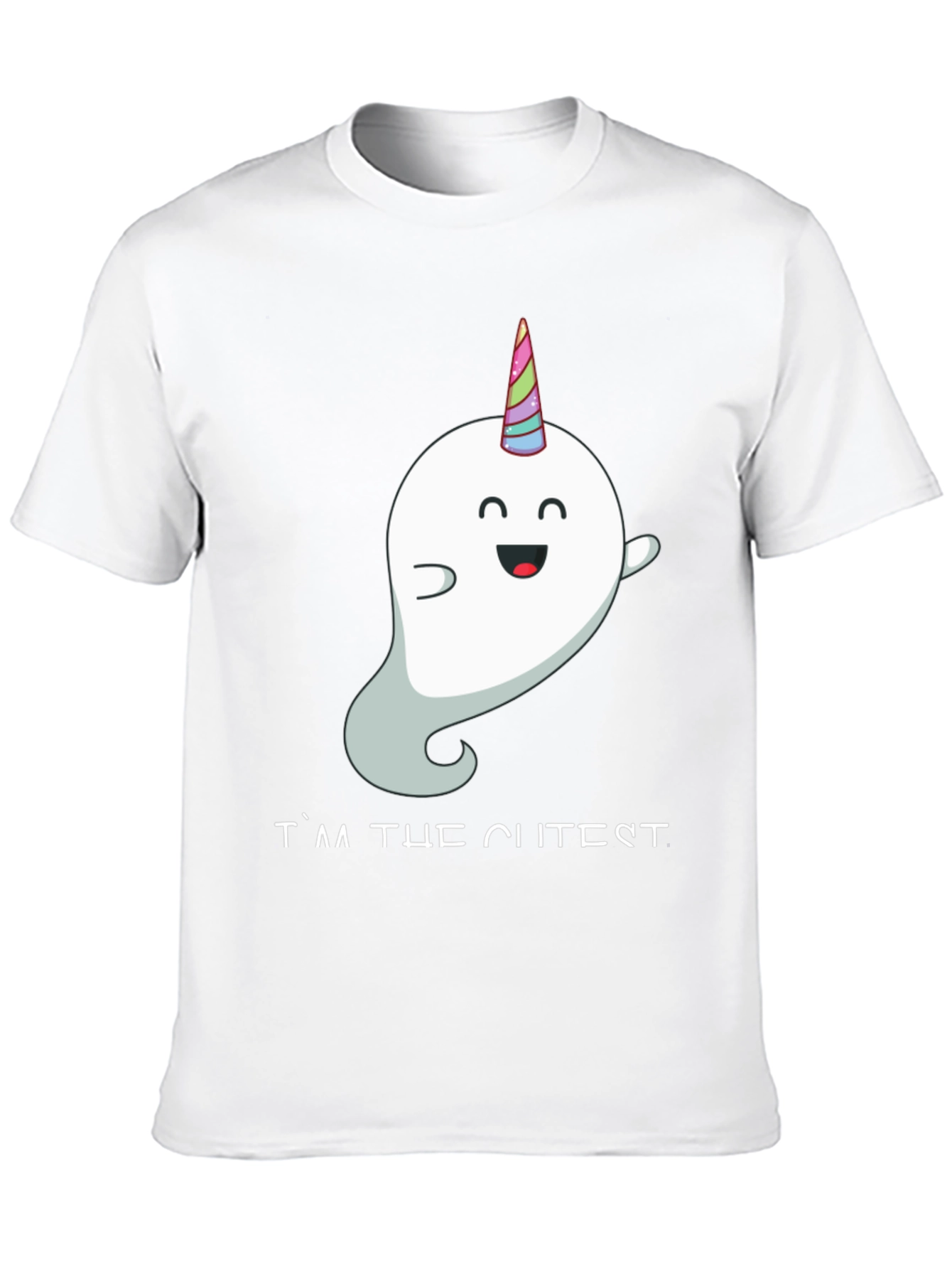 Cute Unicorn Ghost Black T-Shirt