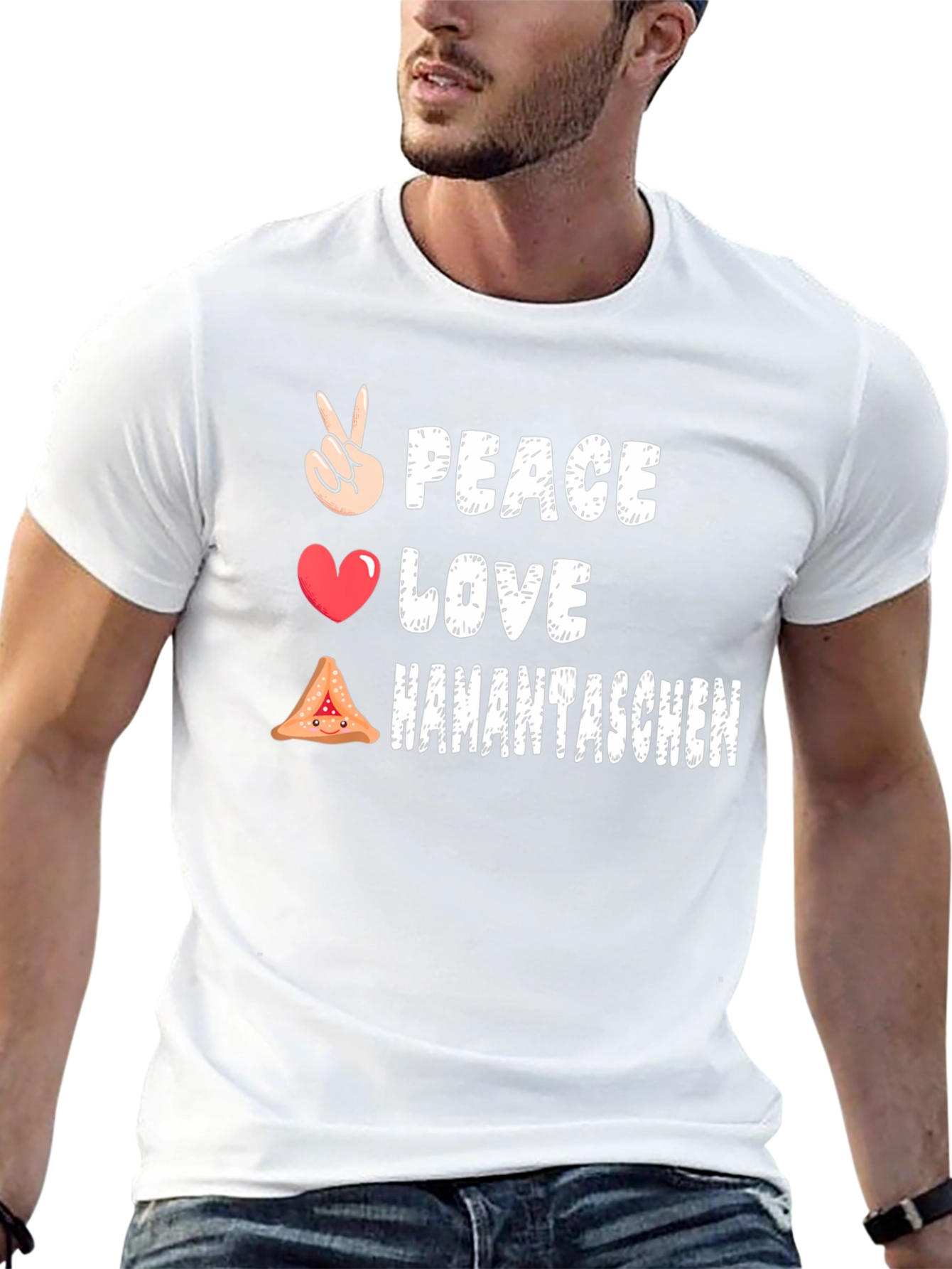 Peace Love Hamantaschen Black Graphic T-Shirt