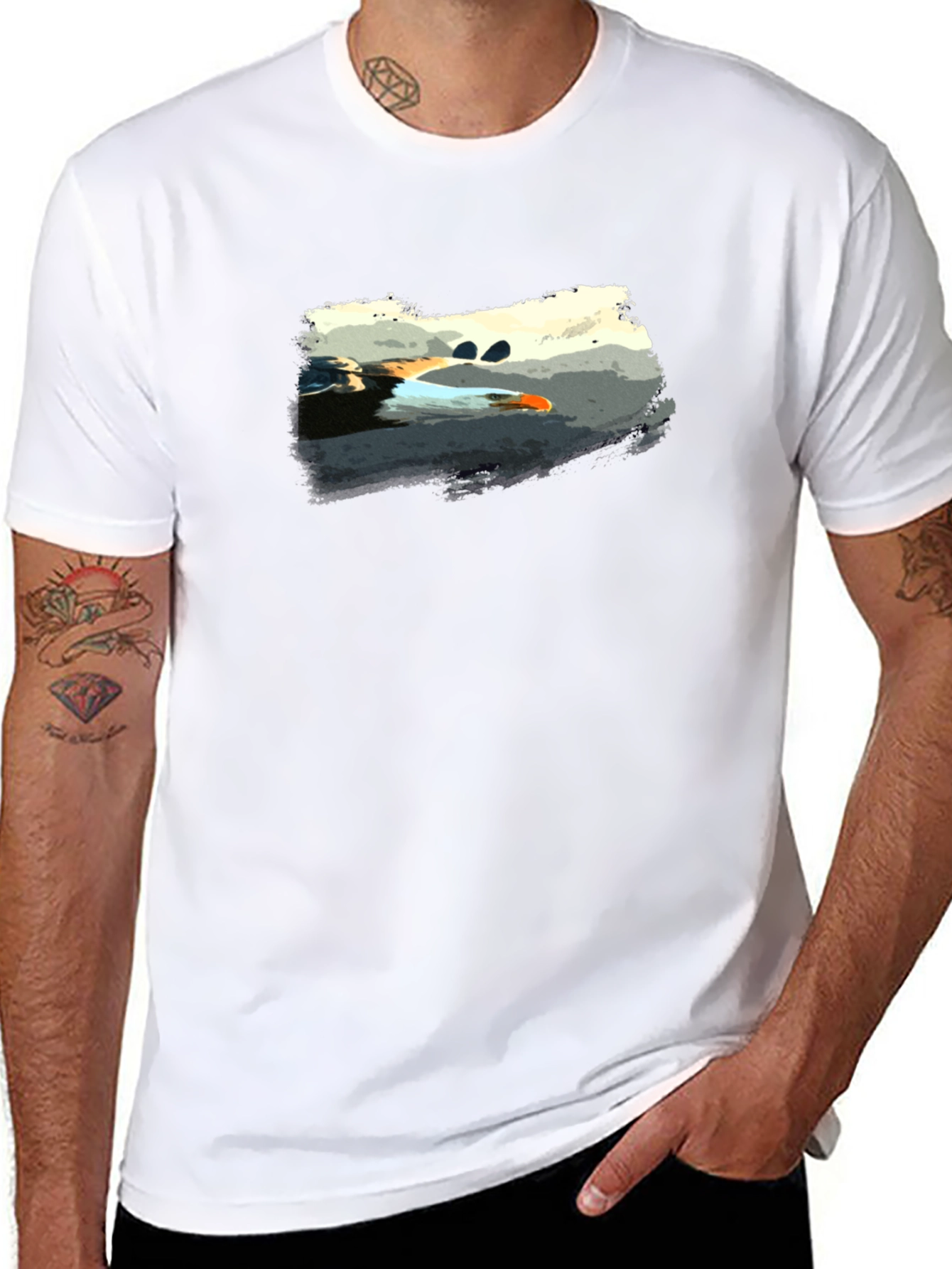 Graphic Print Black Tee