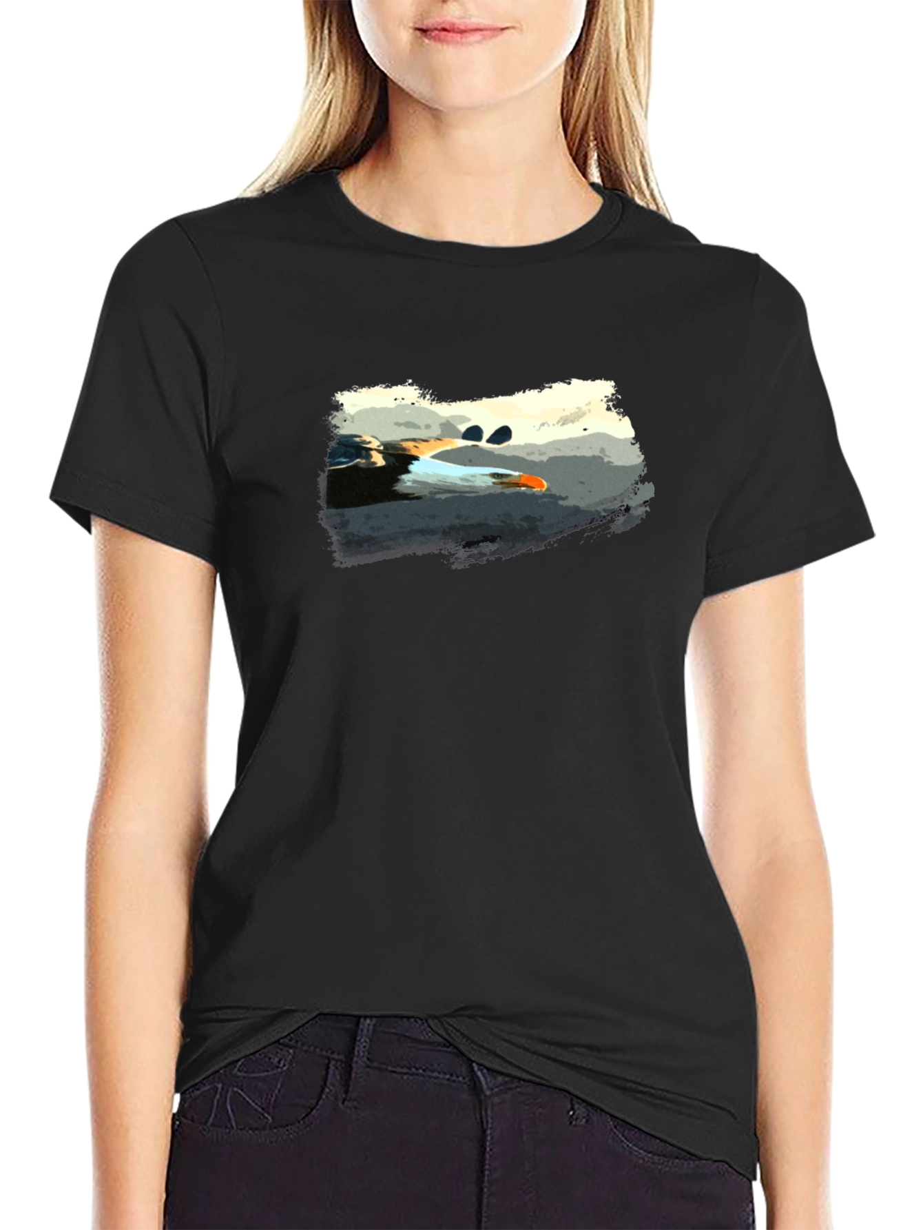 Graphic Print Black Tee