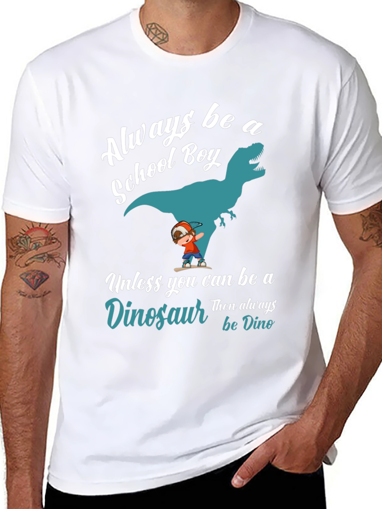 Always Be A School Boy Dinosaur Graphic T-Shirt