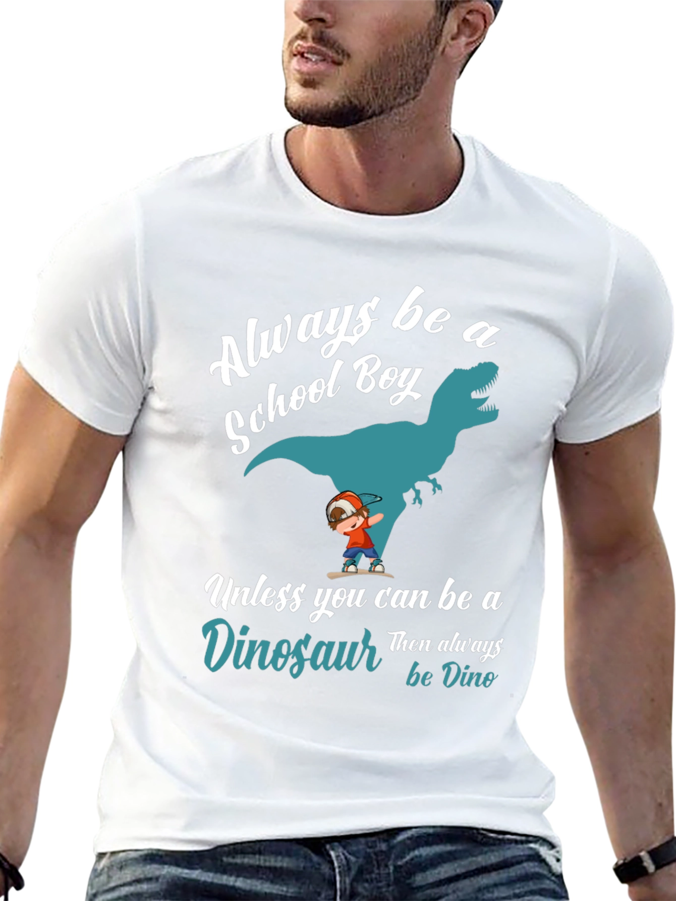 Always Be A School Boy Dinosaur Graphic T-Shirt