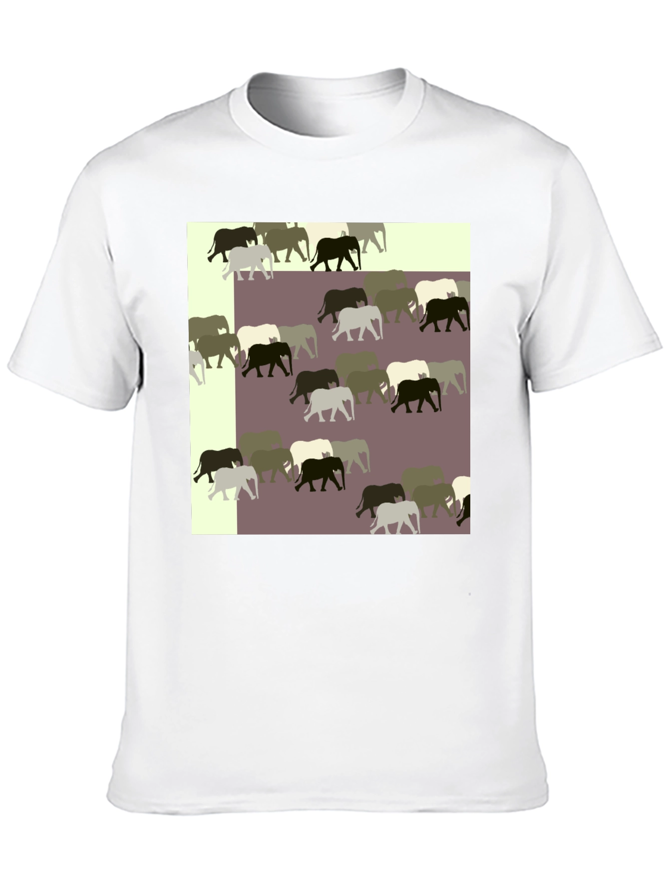 Elephant Pattern Black T-Shirt