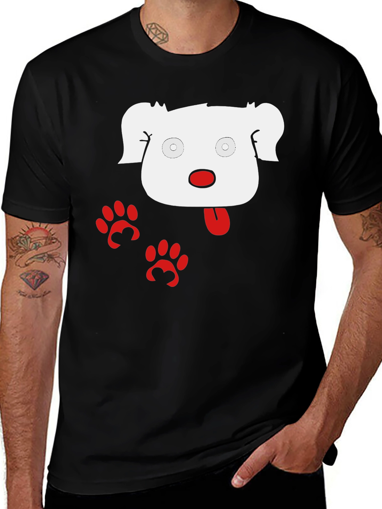 Funny Dog Graphic Black T-Shirt