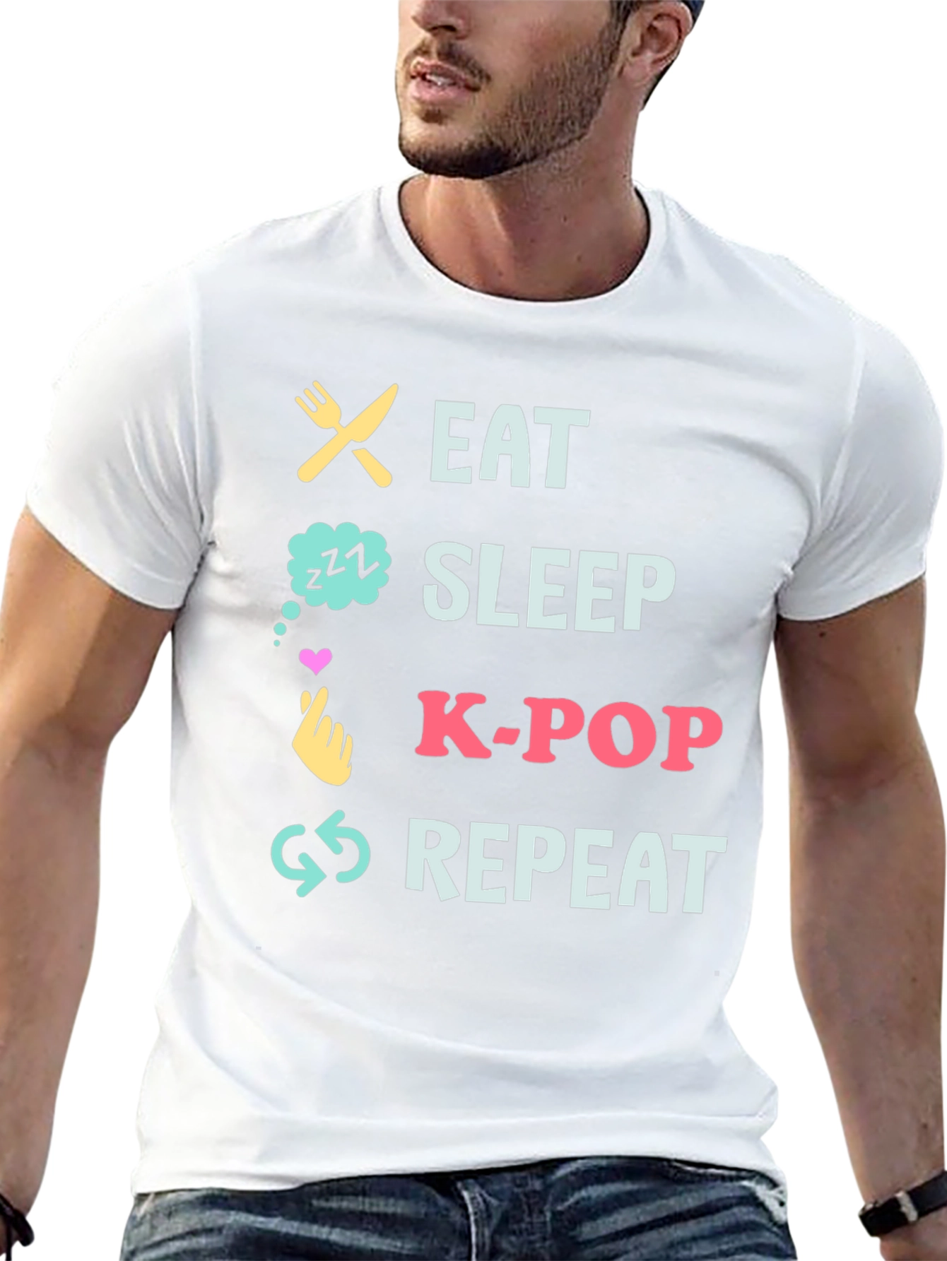 Eat Sleep K-Pop Repeat Black T-Shirt