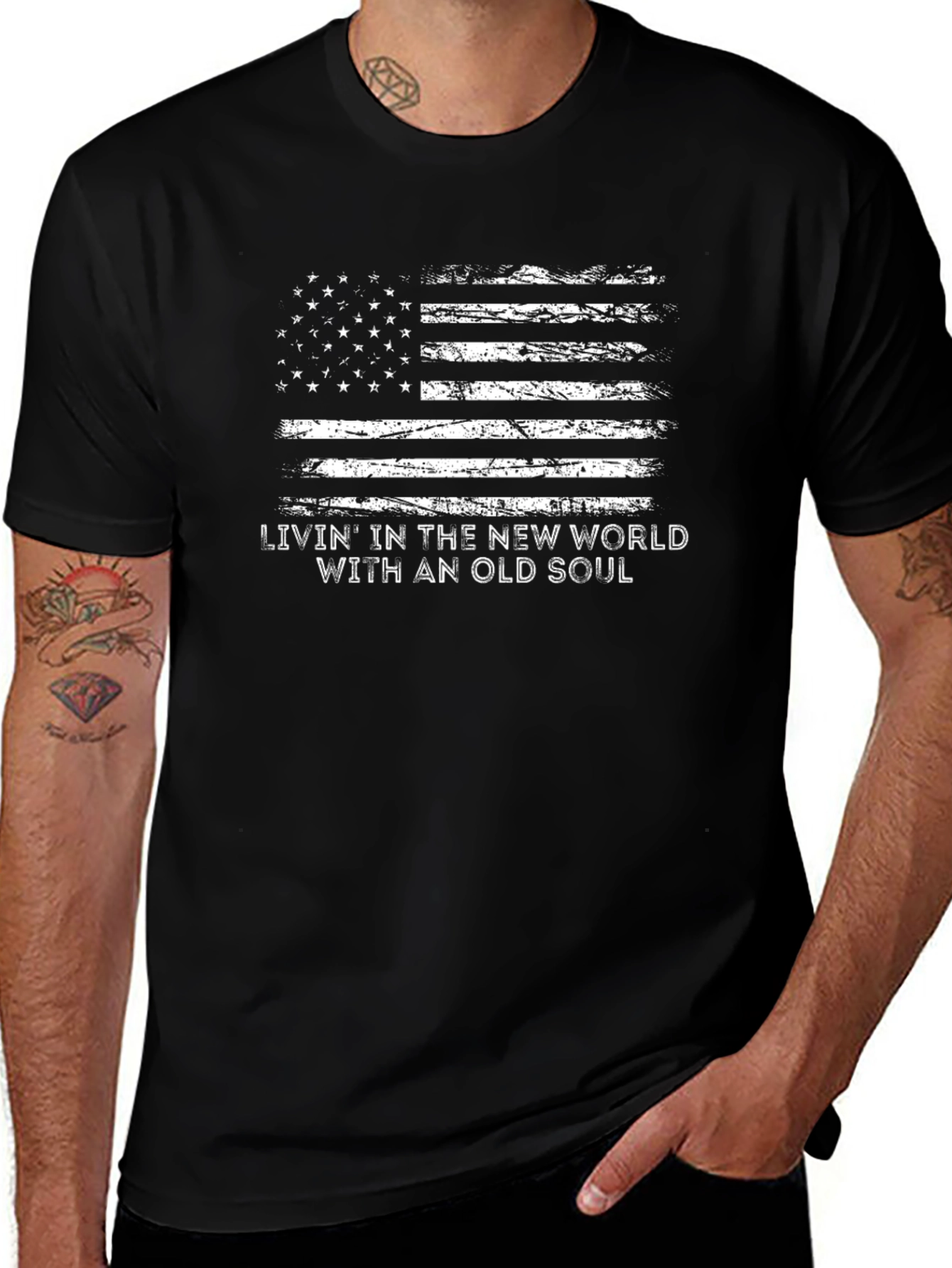 American Flag Livin With an Old Soul T-Shirt