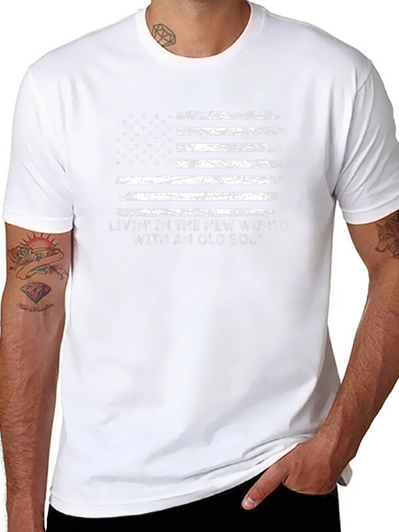 American Flag Livin With an Old Soul T-Shirt