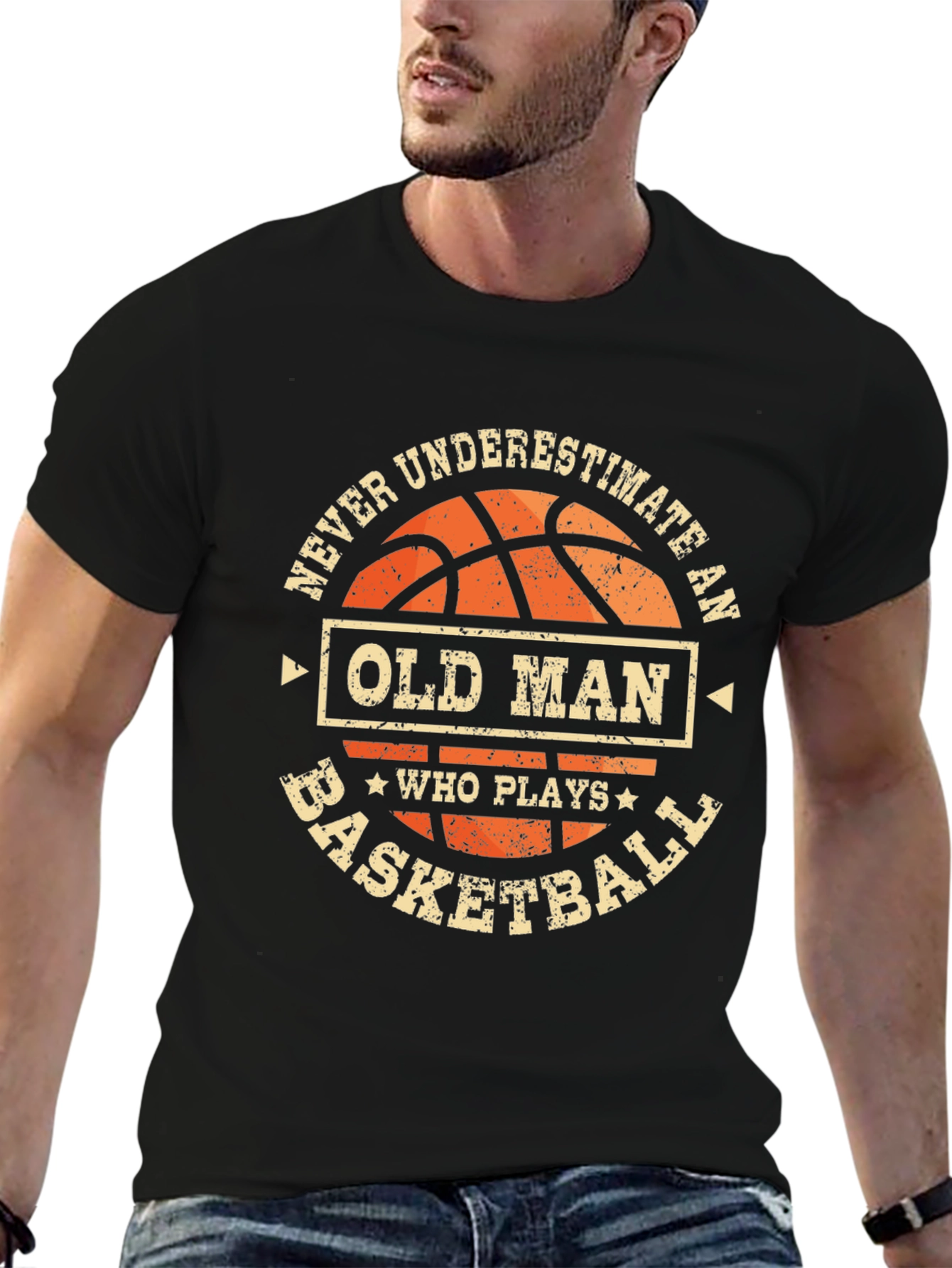 Never Underestimate Basketball Old Man T-Shirt