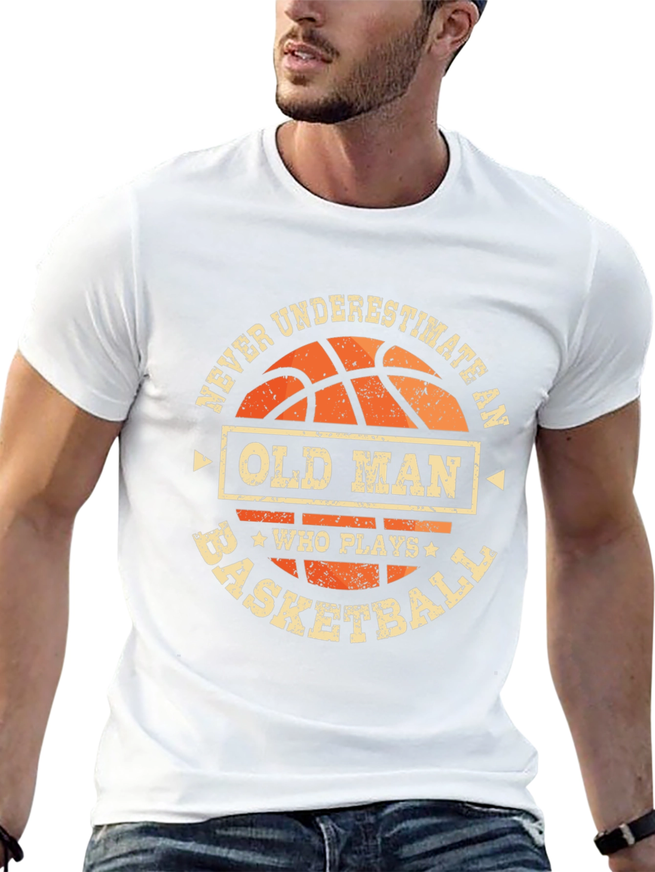 Never Underestimate Basketball Old Man T-Shirt