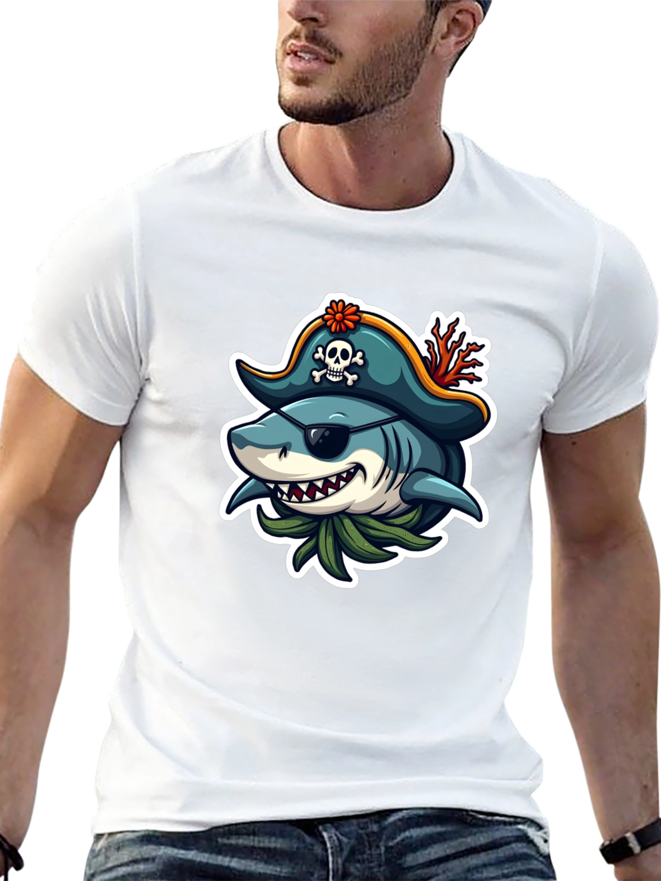 Pirate Shark Graphic T-Shirt