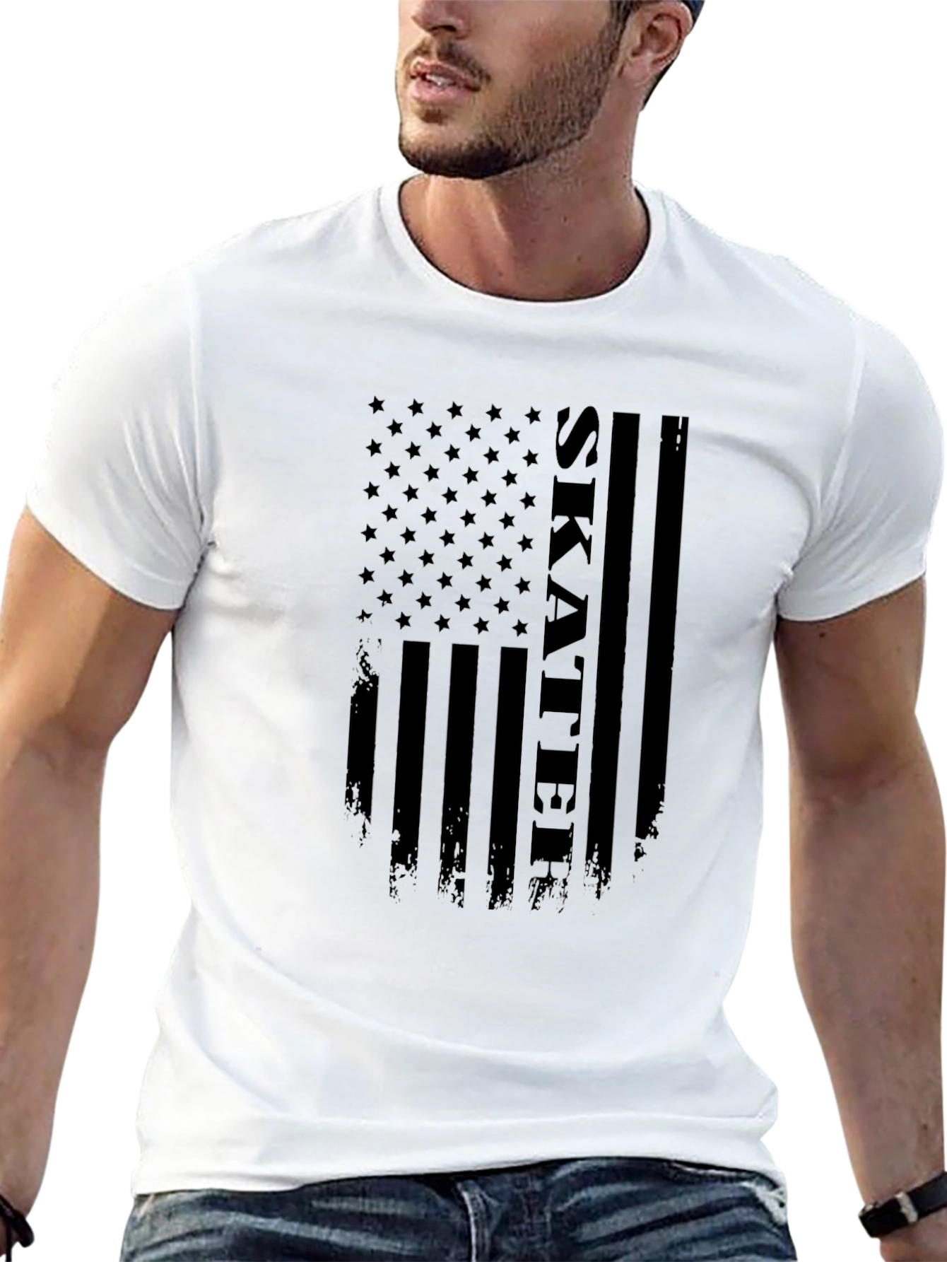 Skater Flag Graphic T-Shirt - Black