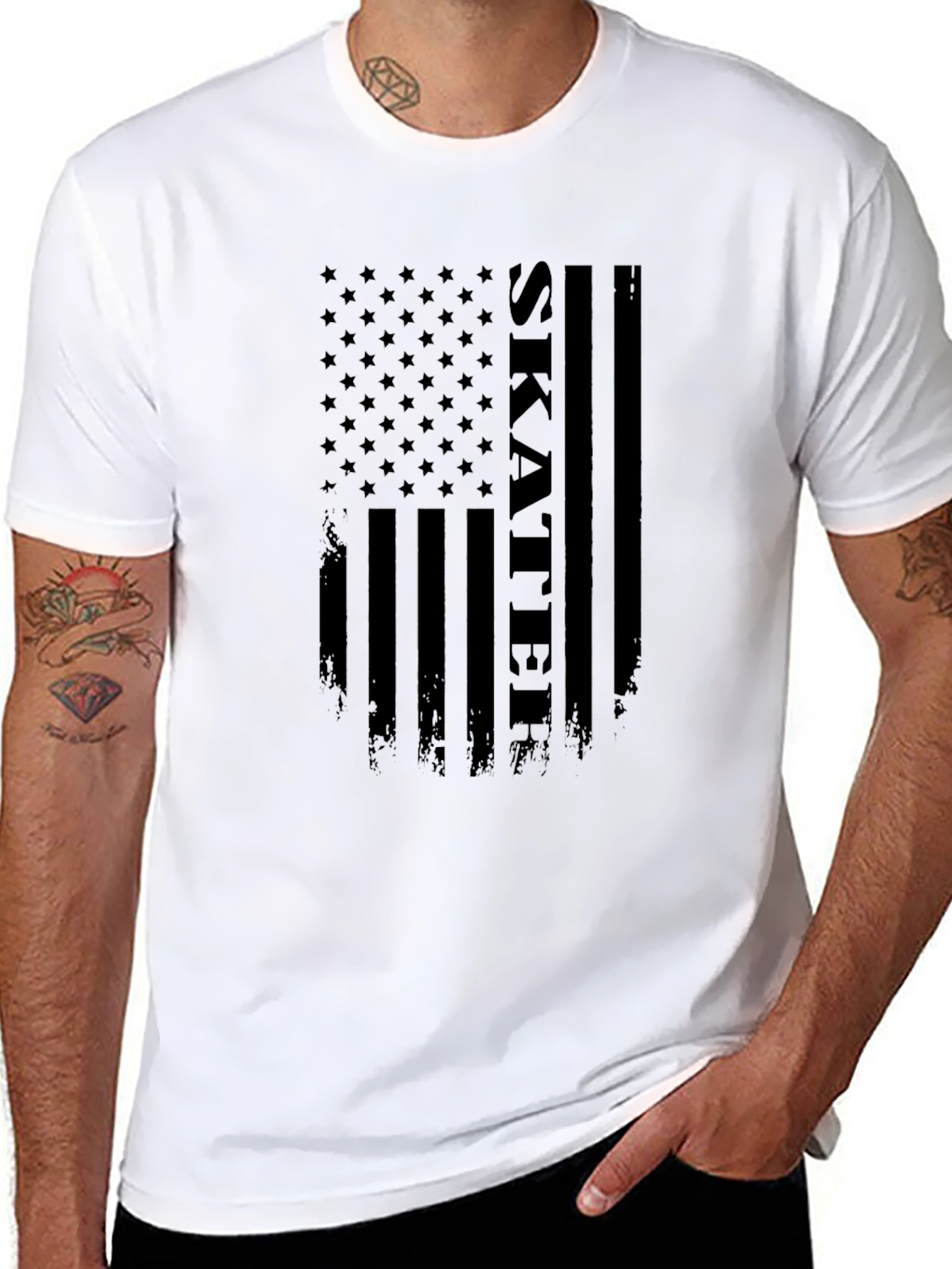 Skater Flag Graphic T-Shirt - Black