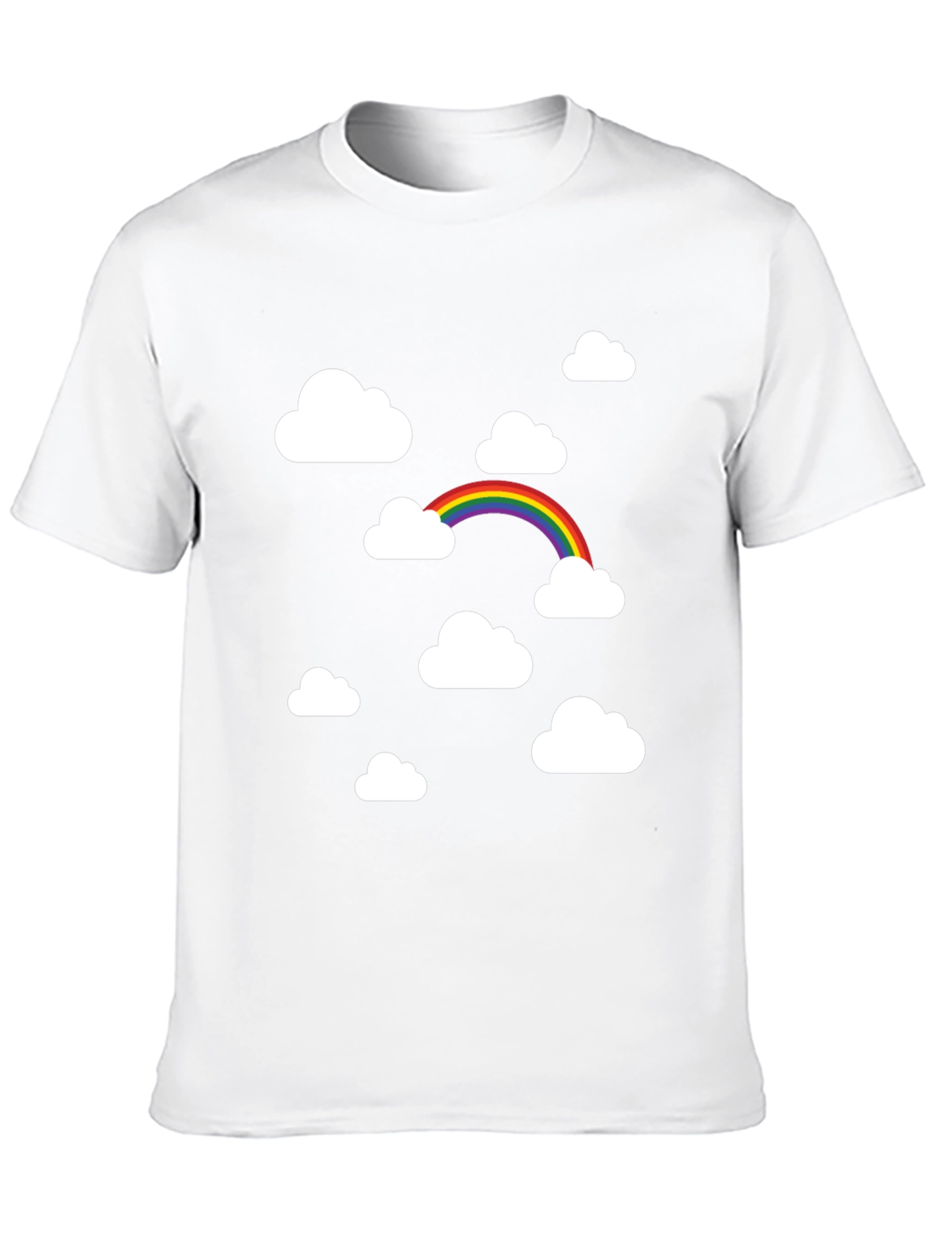 Rainbow Clouds Black Graphic Tee - Trendy Comfort