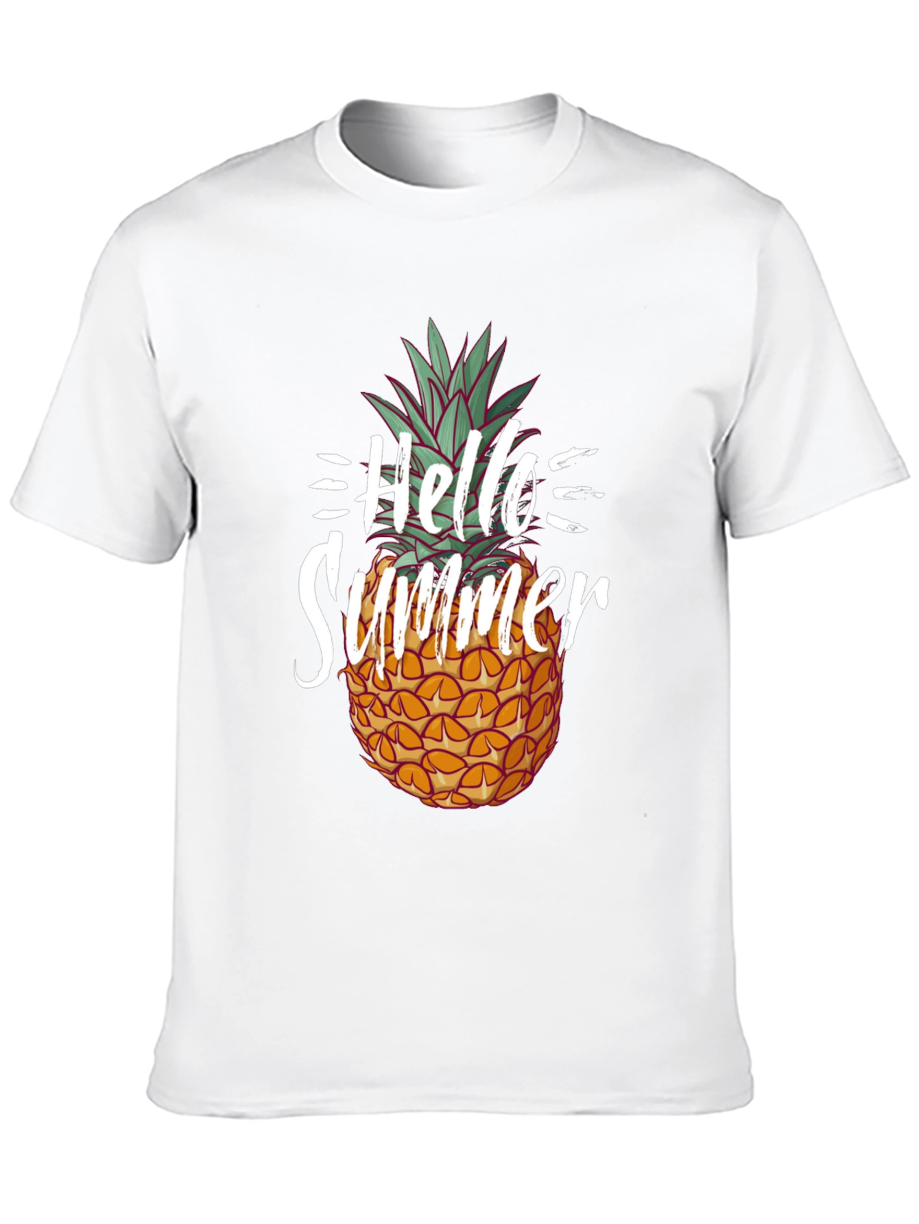 Hello Summer Pineapple Graphic Tee - Black Cotton Shirt
