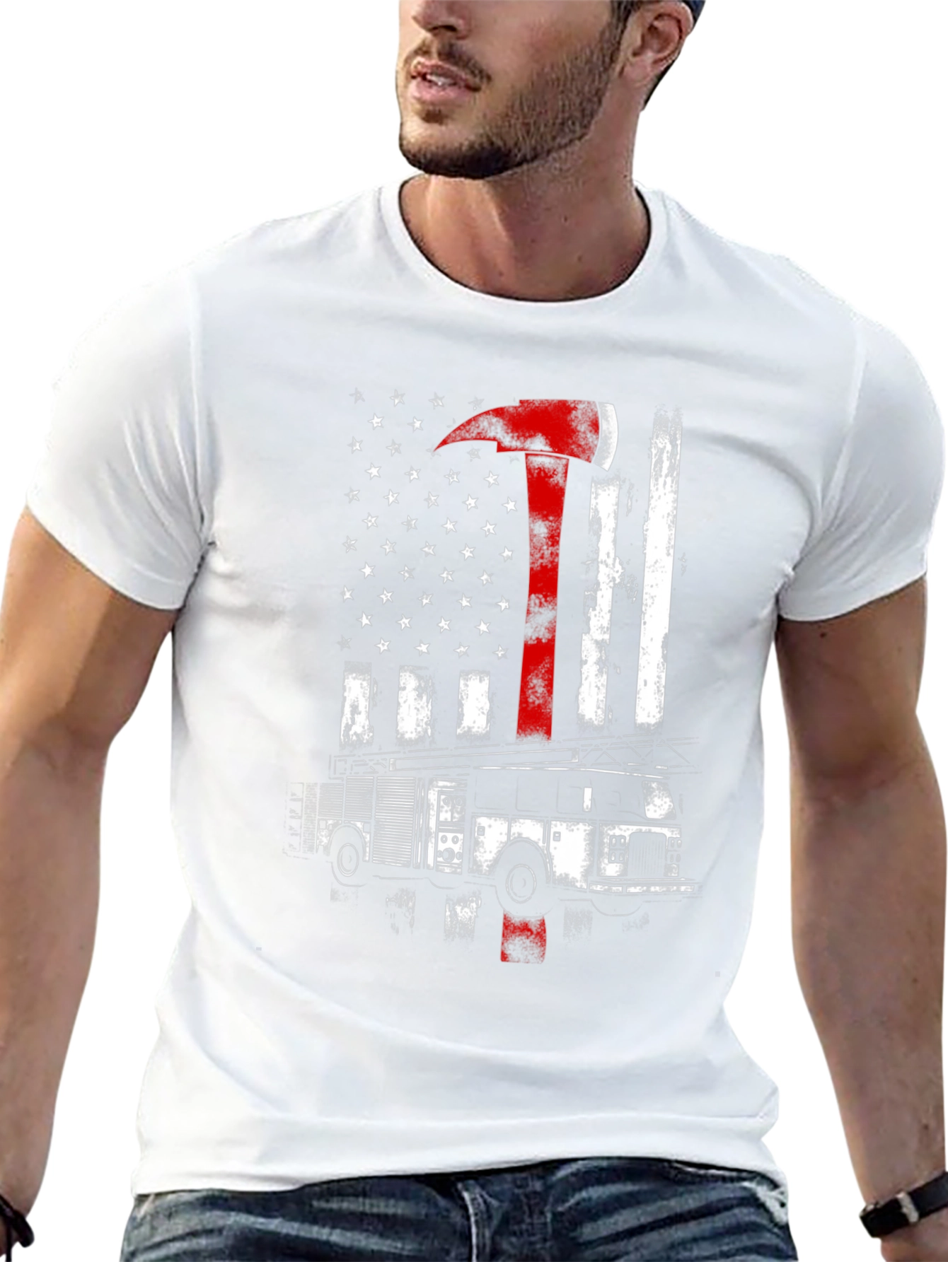 Firefighter American Flag Axe T-Shirt