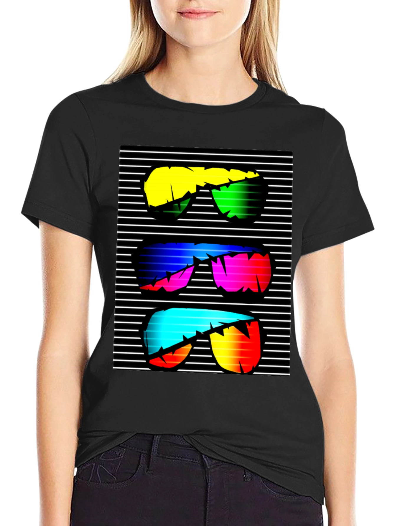 Retro Sunglasses Graphic T-Shirt - Black