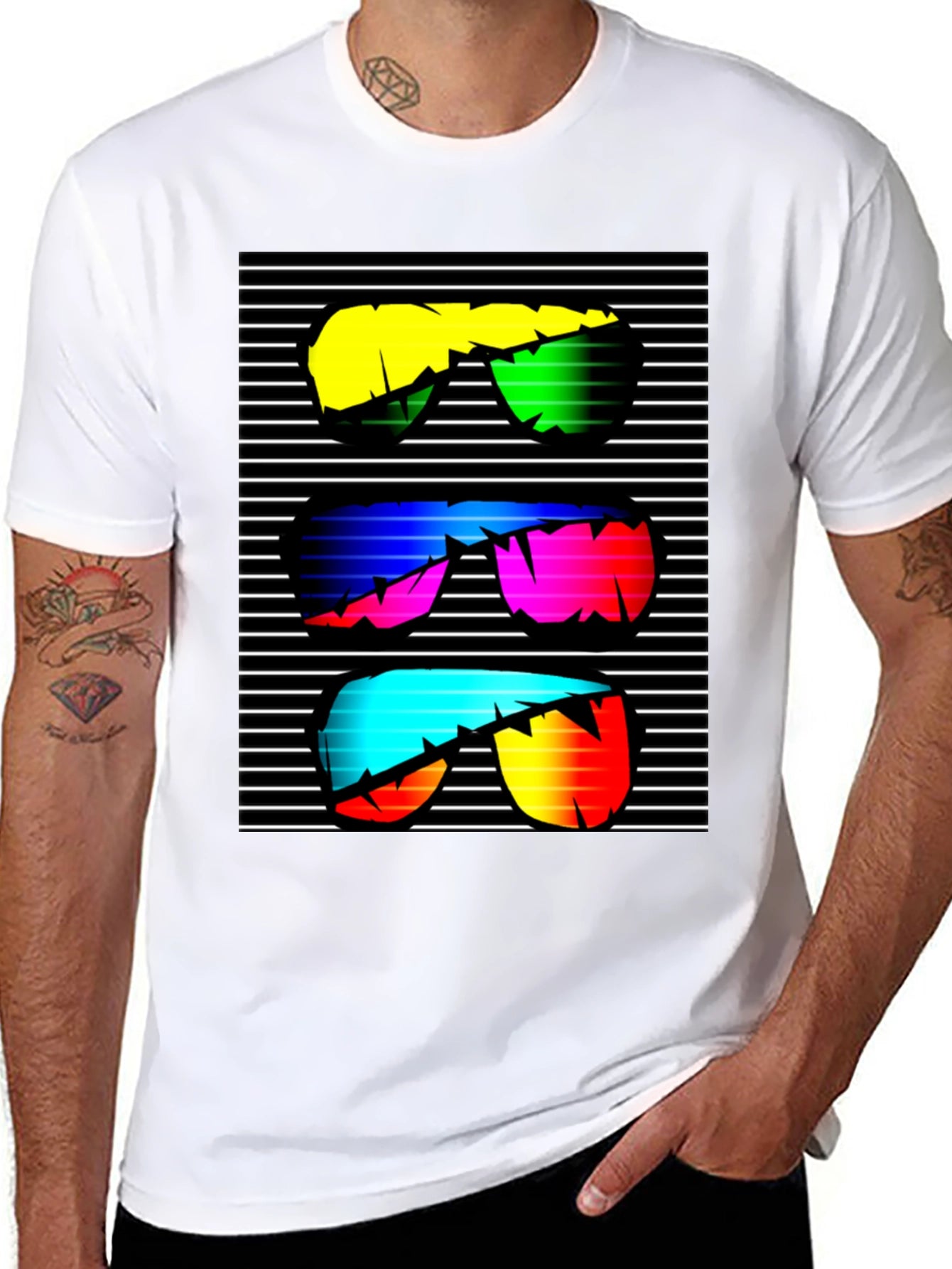 Retro Sunglasses Graphic T-Shirt - Black