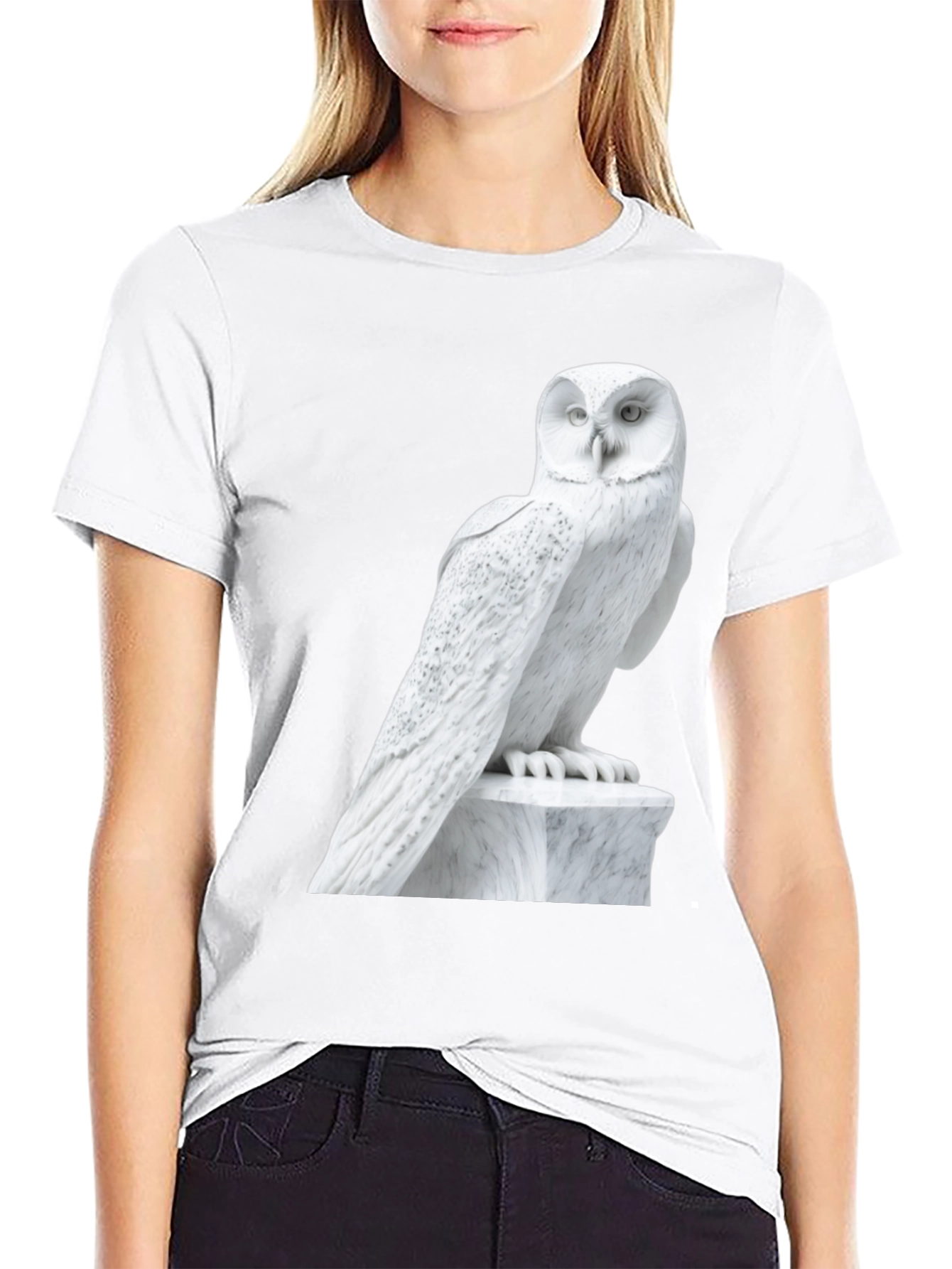 Owl Statue Graphic T-Shirt - Unisex Black Tee
