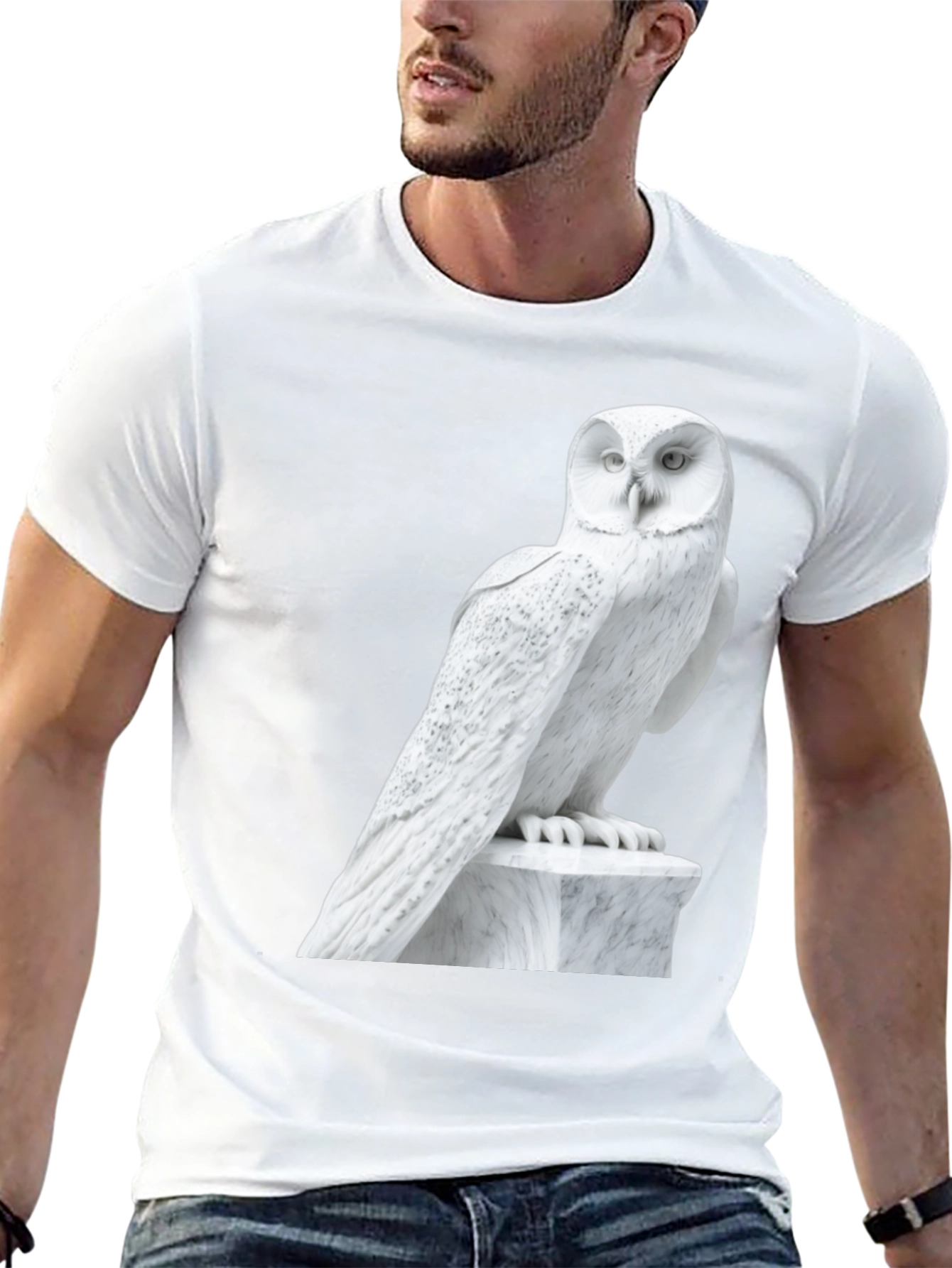 Owl Statue Graphic T-Shirt - Unisex Black Tee